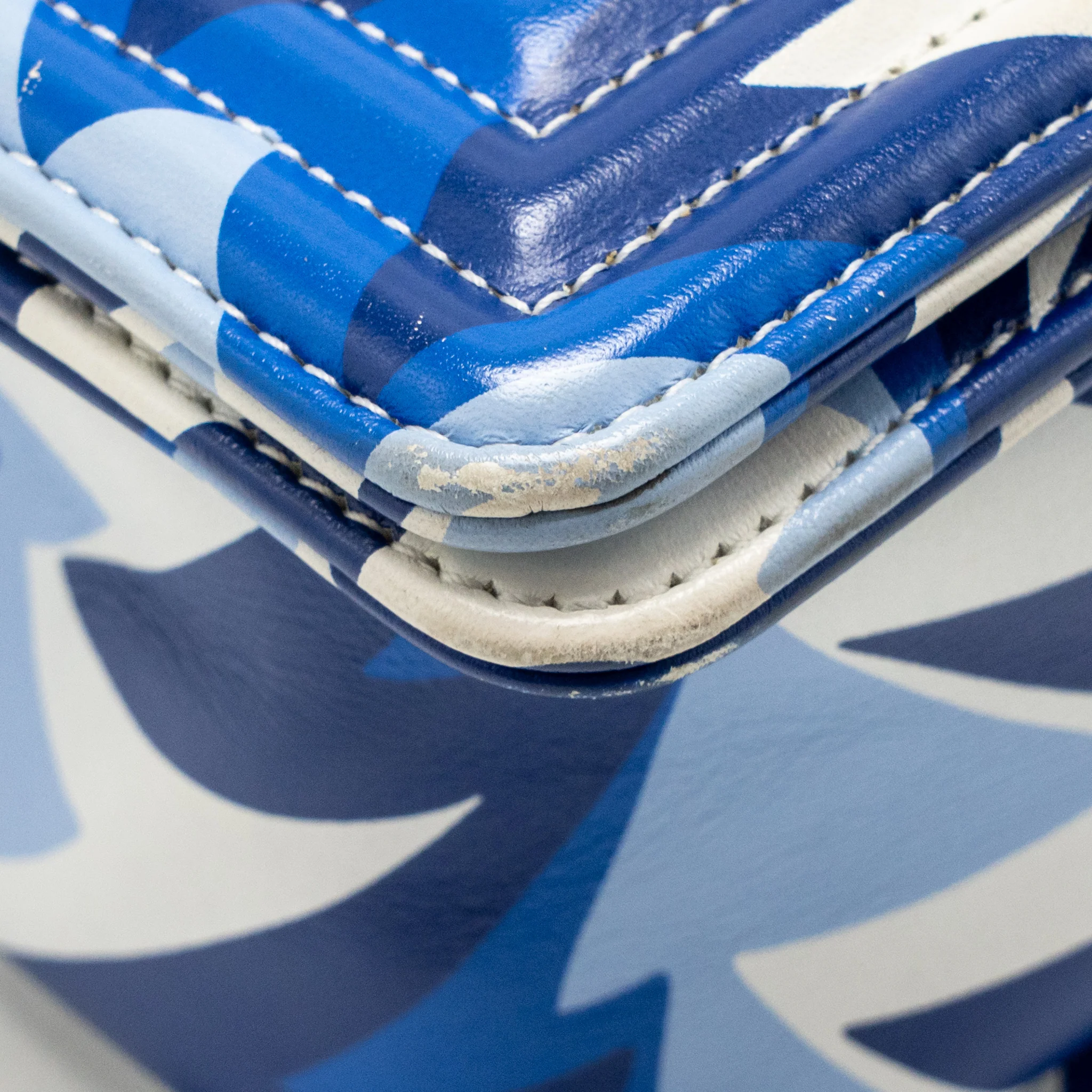 Chanel Medium Boy Bag 19C Limited Edition Printed Calfskin White/Blue SHW - Image 10
