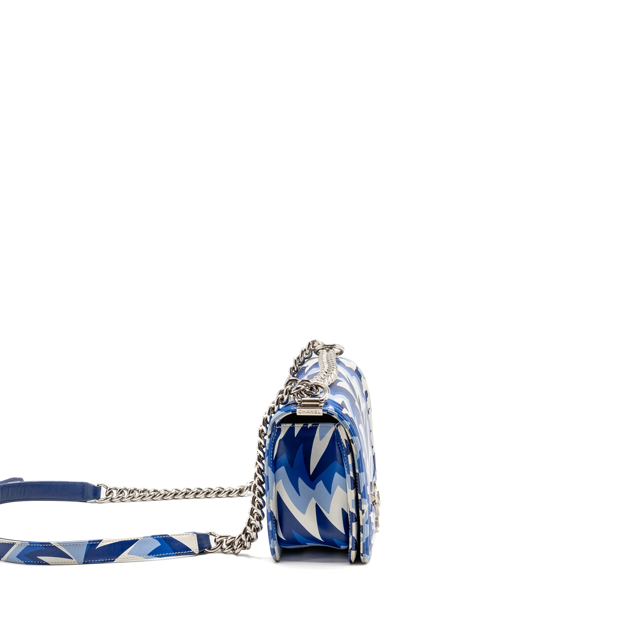 Chanel Medium Boy Bag 19C Limited Edition Printed Calfskin White/Blue SHW - Image 3