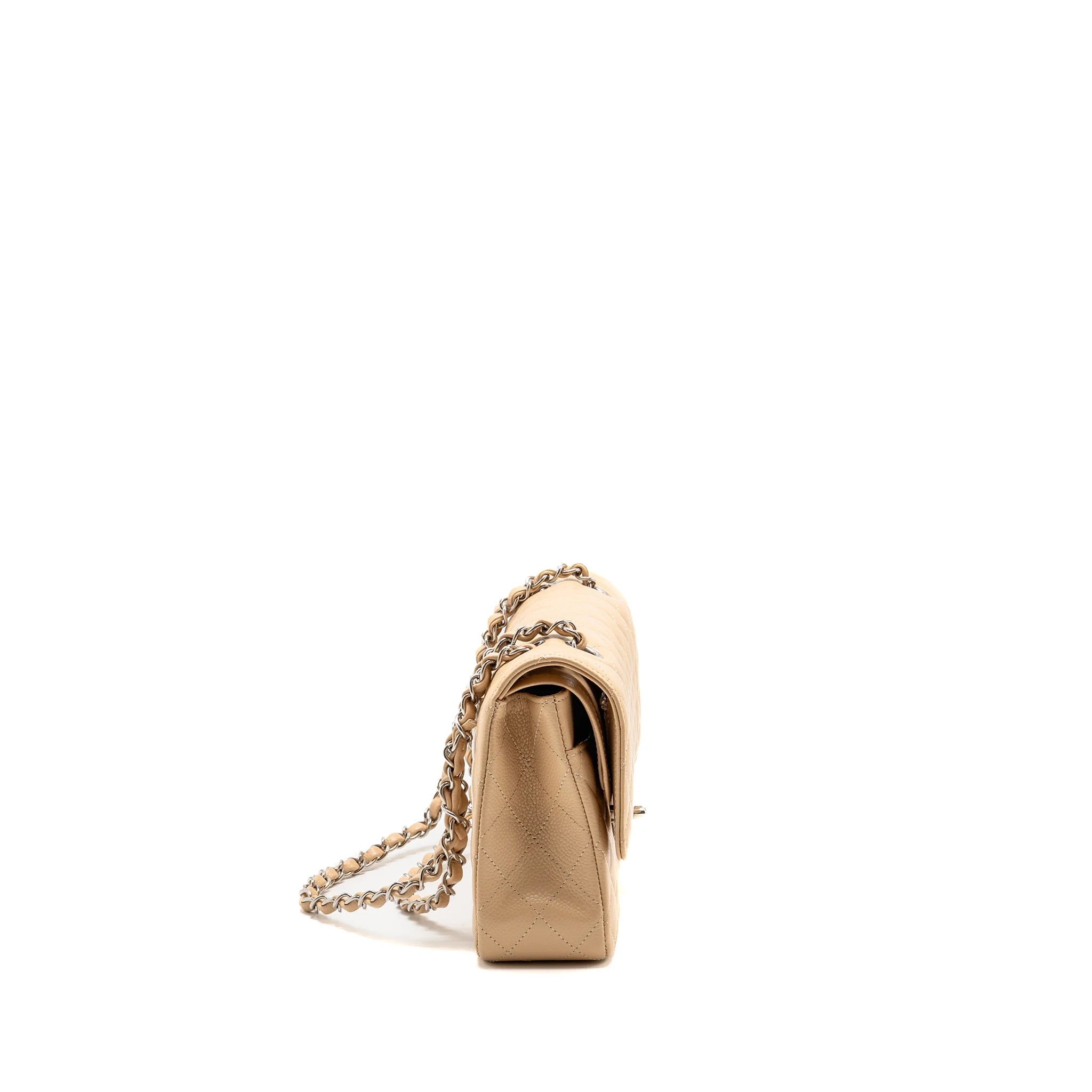 Chanel Medium Classic Double Flap bag caviar beige SHW (microchip) - Image 3