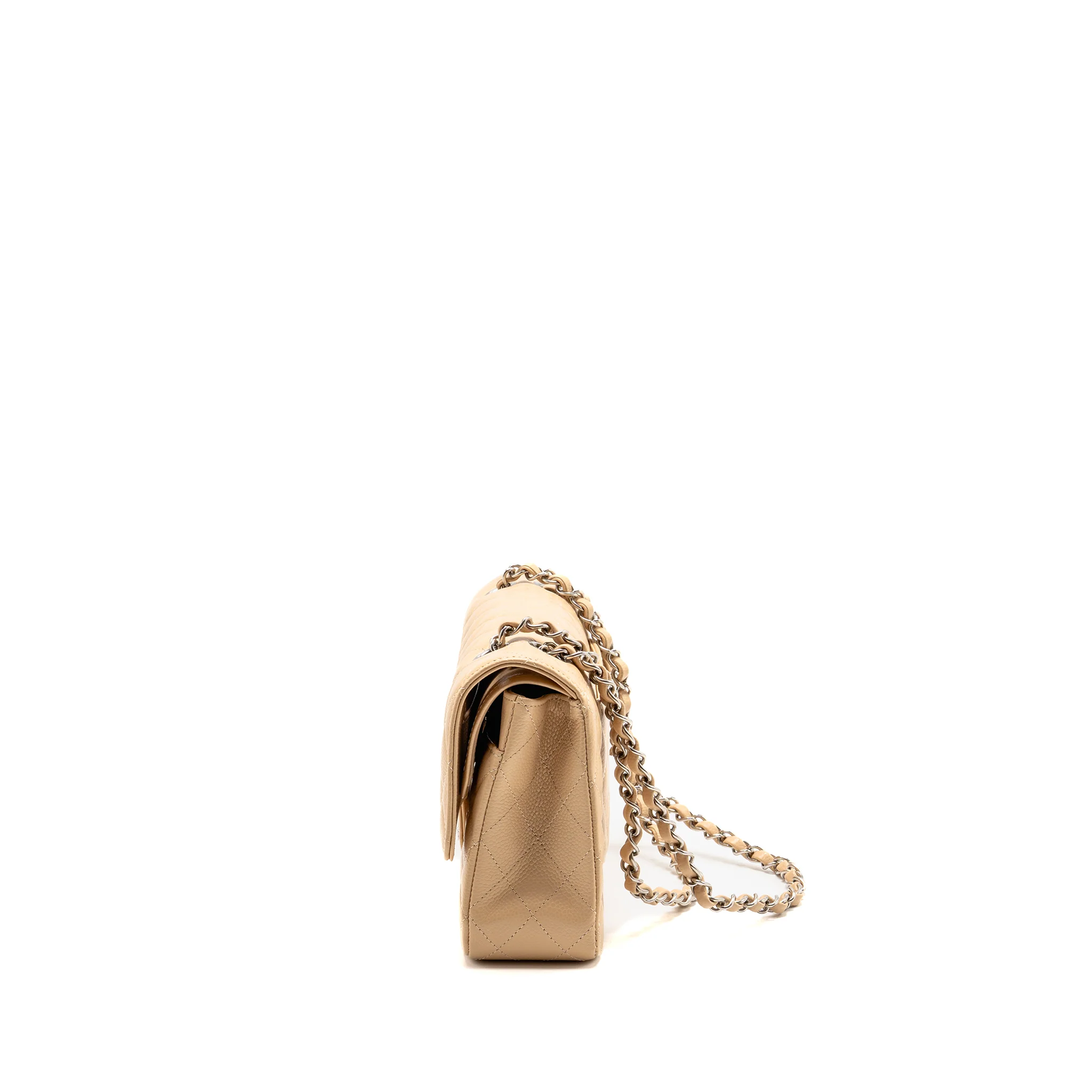Chanel Medium Classic Double Flap bag caviar beige SHW (microchip) - Image 4