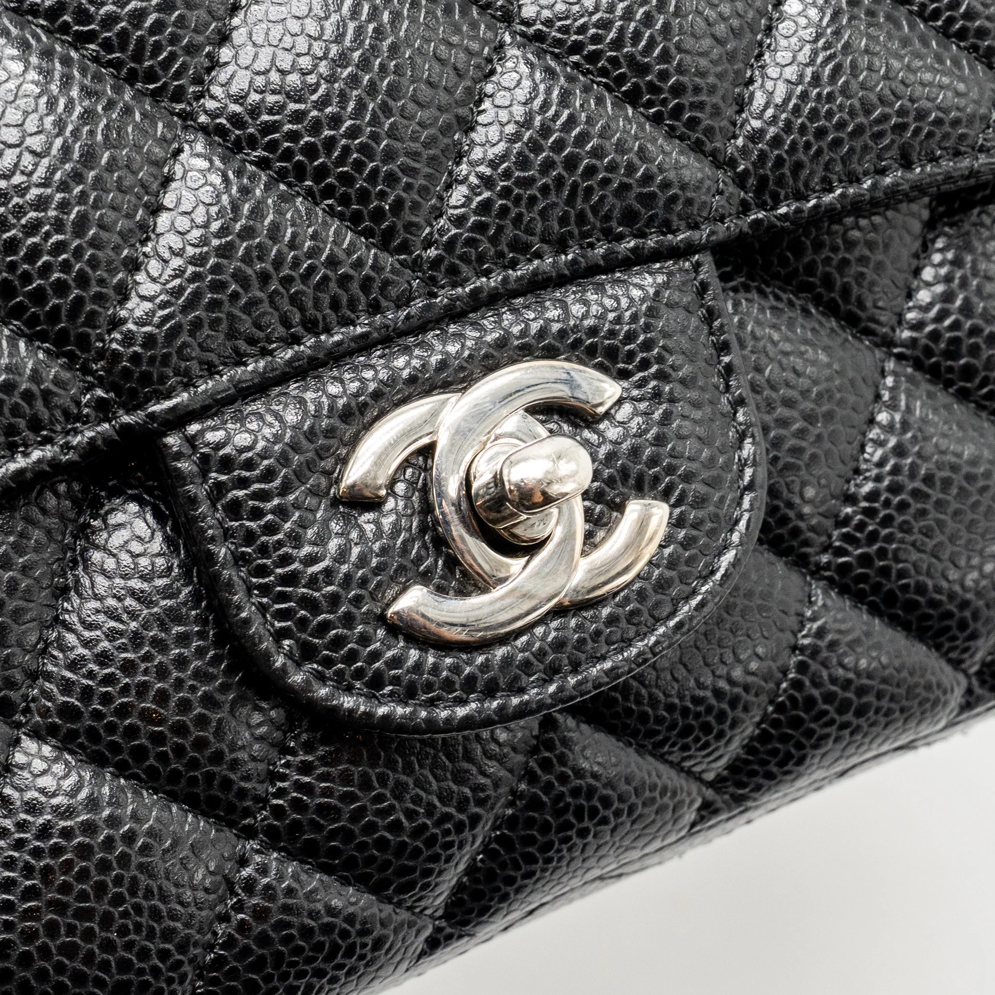 Chanel Medium Classic Double Flap BAG CAVIAR black SHW - Image 12