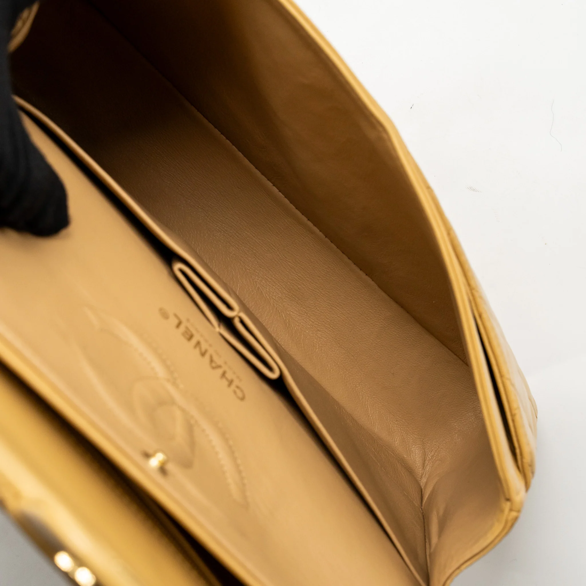 Chanel Medium Classic Double Flap Bag Lambskin Beige GHW - Image 18