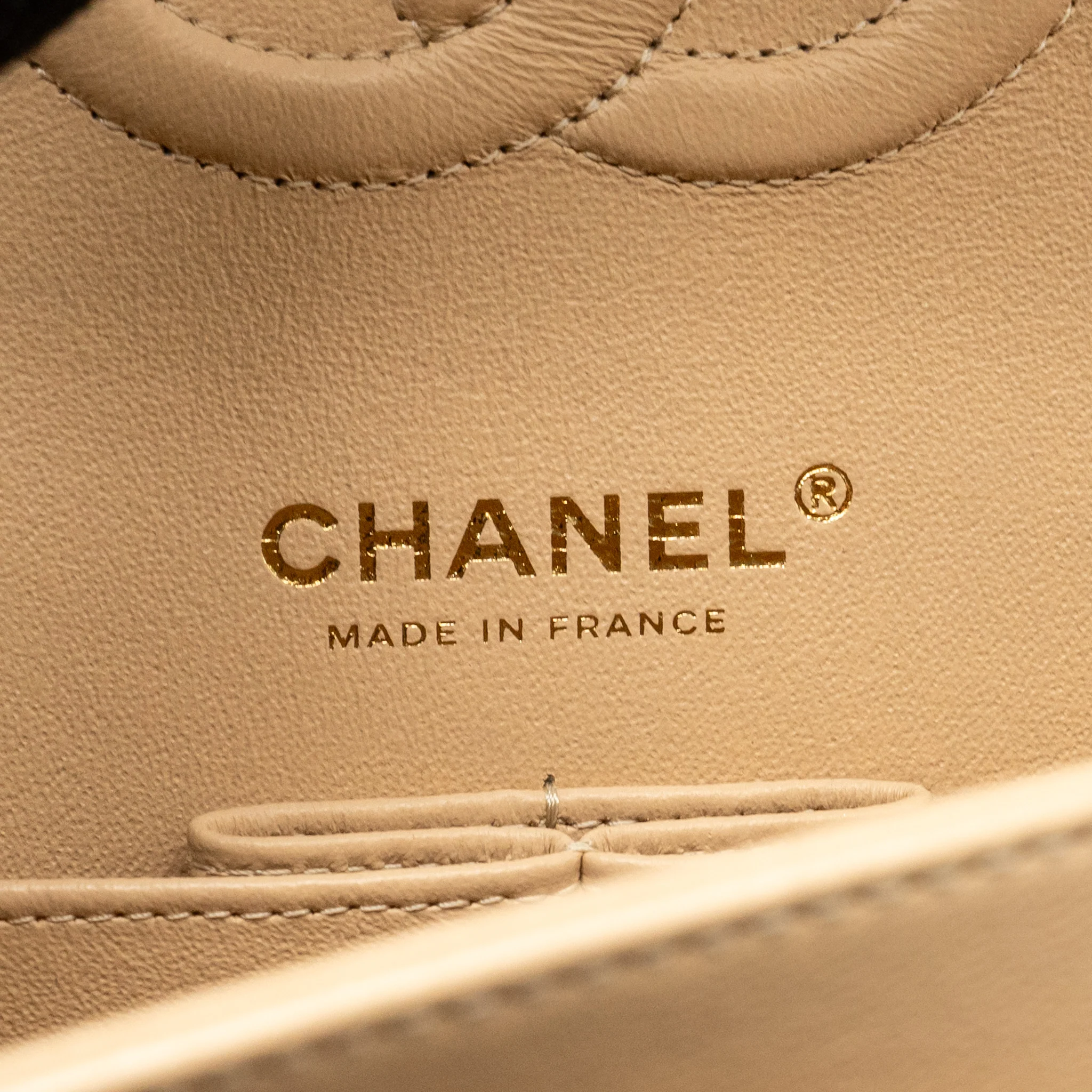Chanel Medium Classic Double Flap Bag Lambskin Beige GHW (Microchip) - Image 17