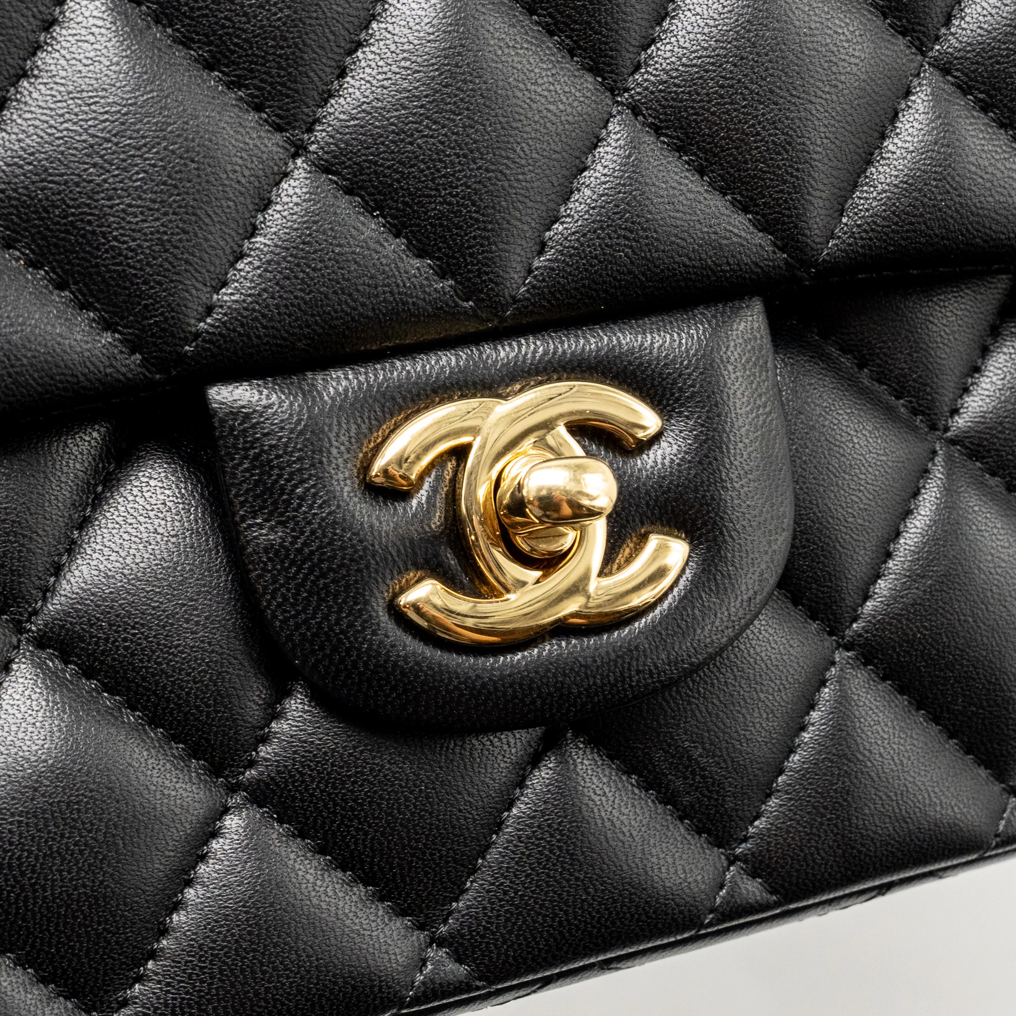 CHANEL Medium Classic Double Flap Bag Lambskin Black GHW - Image 13