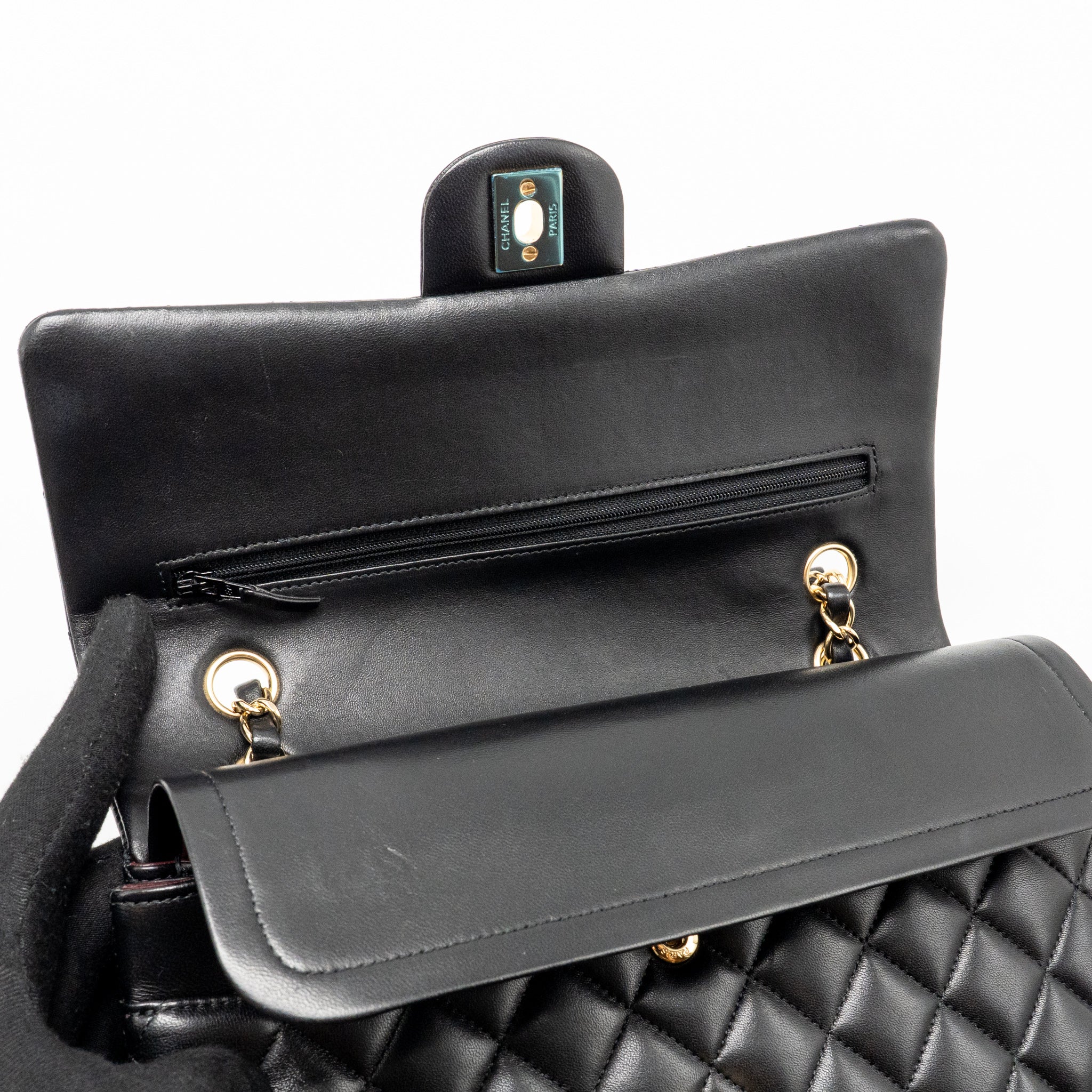 CHANEL Medium Classic Double Flap Bag Lambskin Black GHW - Image 15