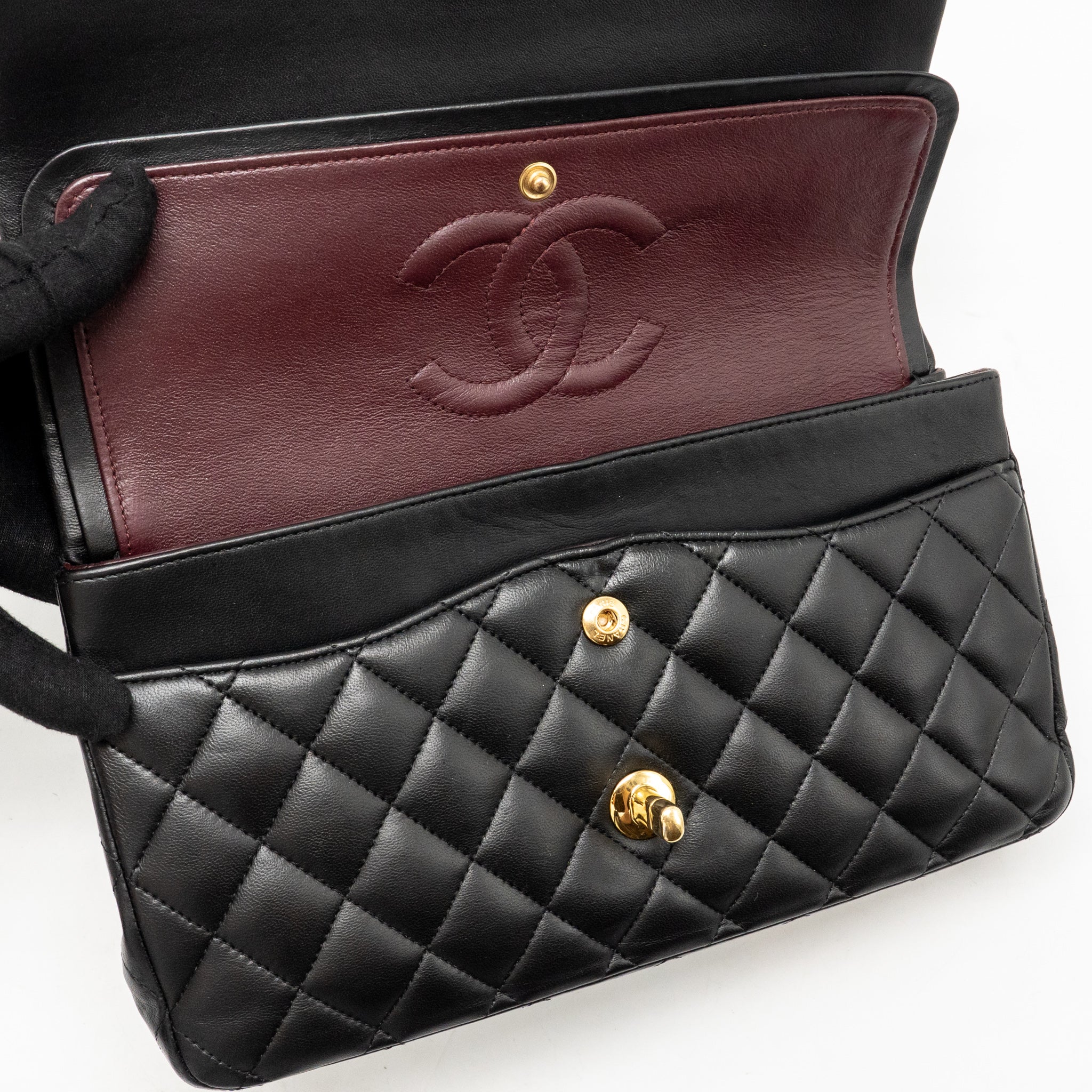 Chanel Medium Classic Double Flap Bag Lambskin Black GHW - Image 15