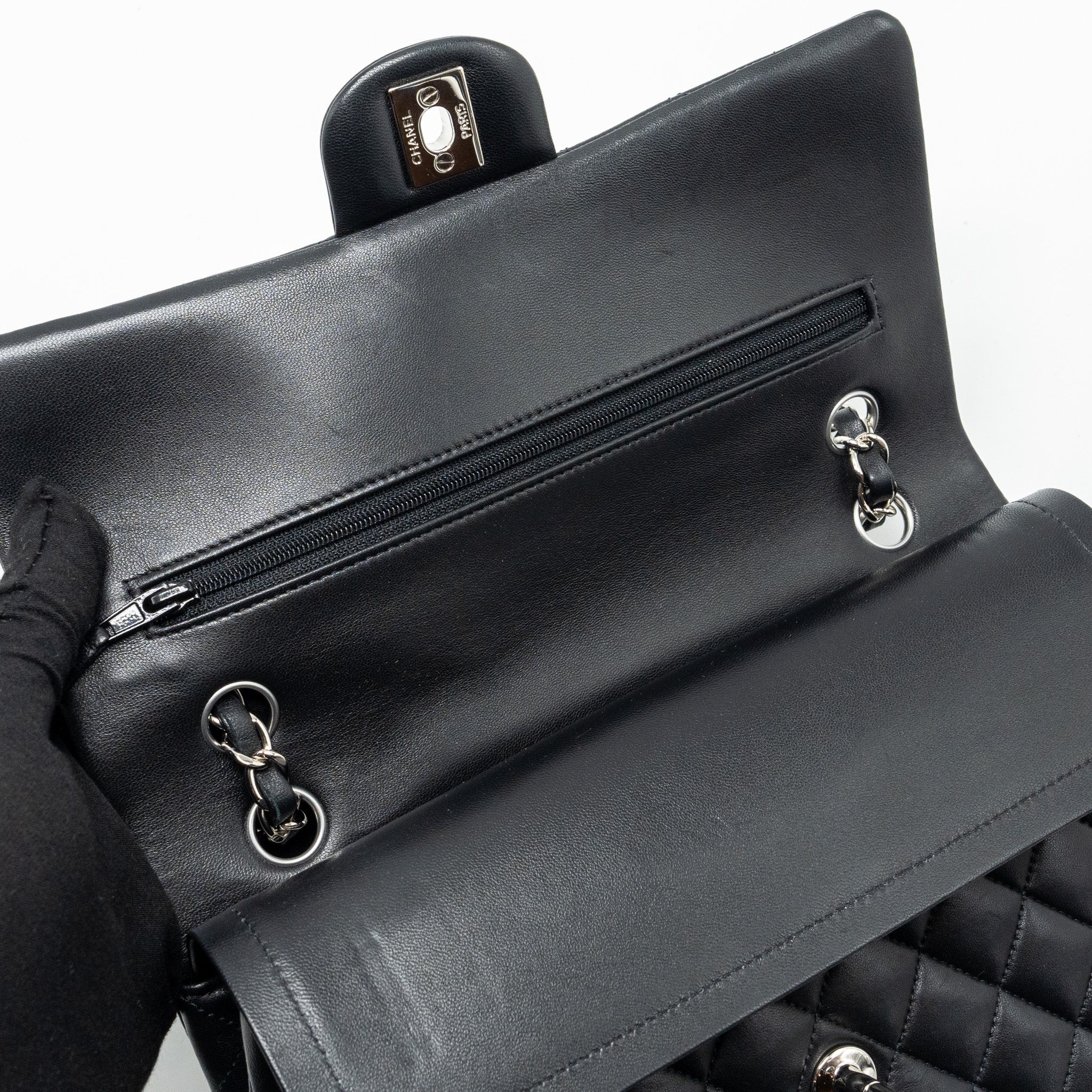 Chanel Medium Classic Double Flap Bag Lambskin Black SHW - Image 14