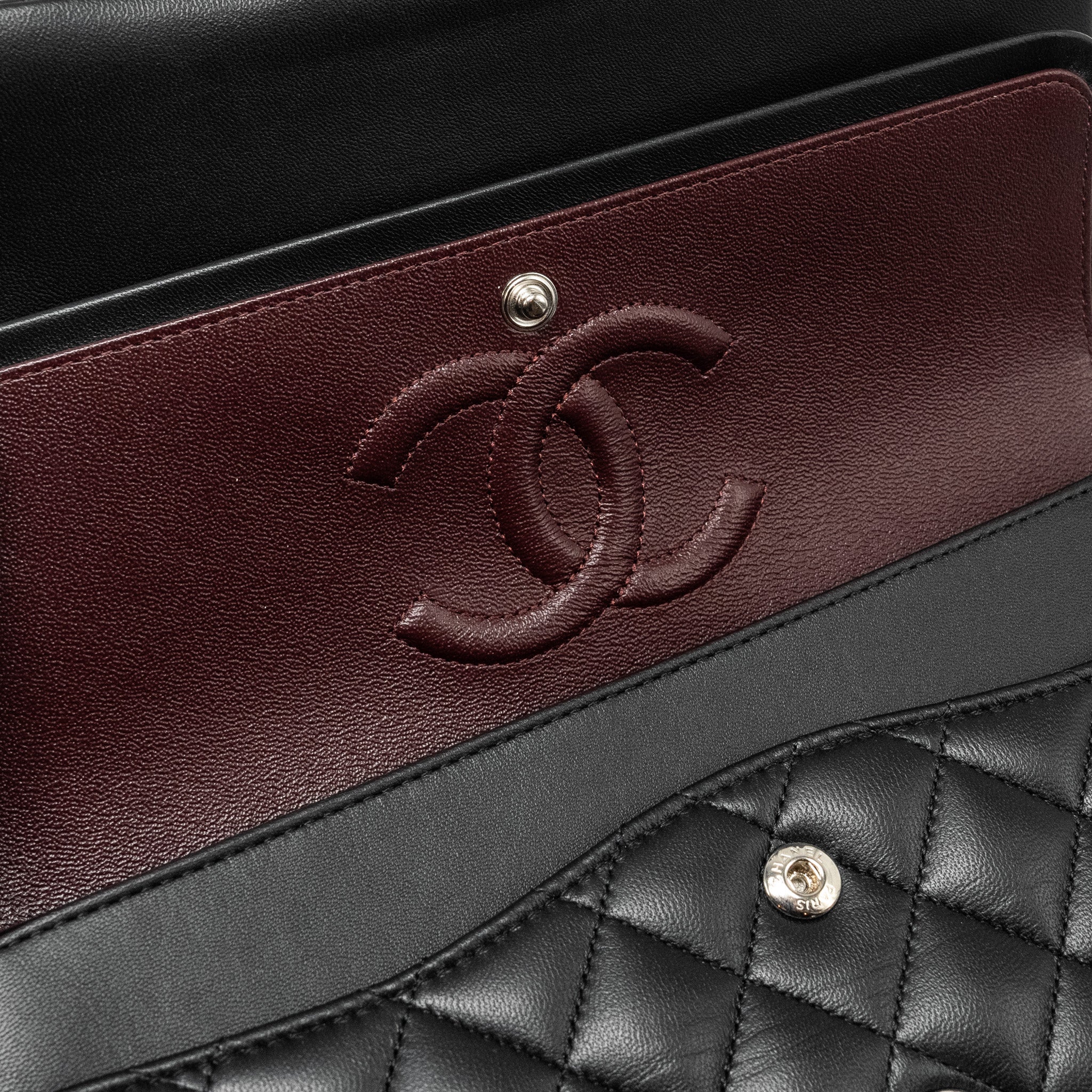 Chanel Medium Classic Double Flap Bag Lambskin Black SHW (Microchip) - Image 15