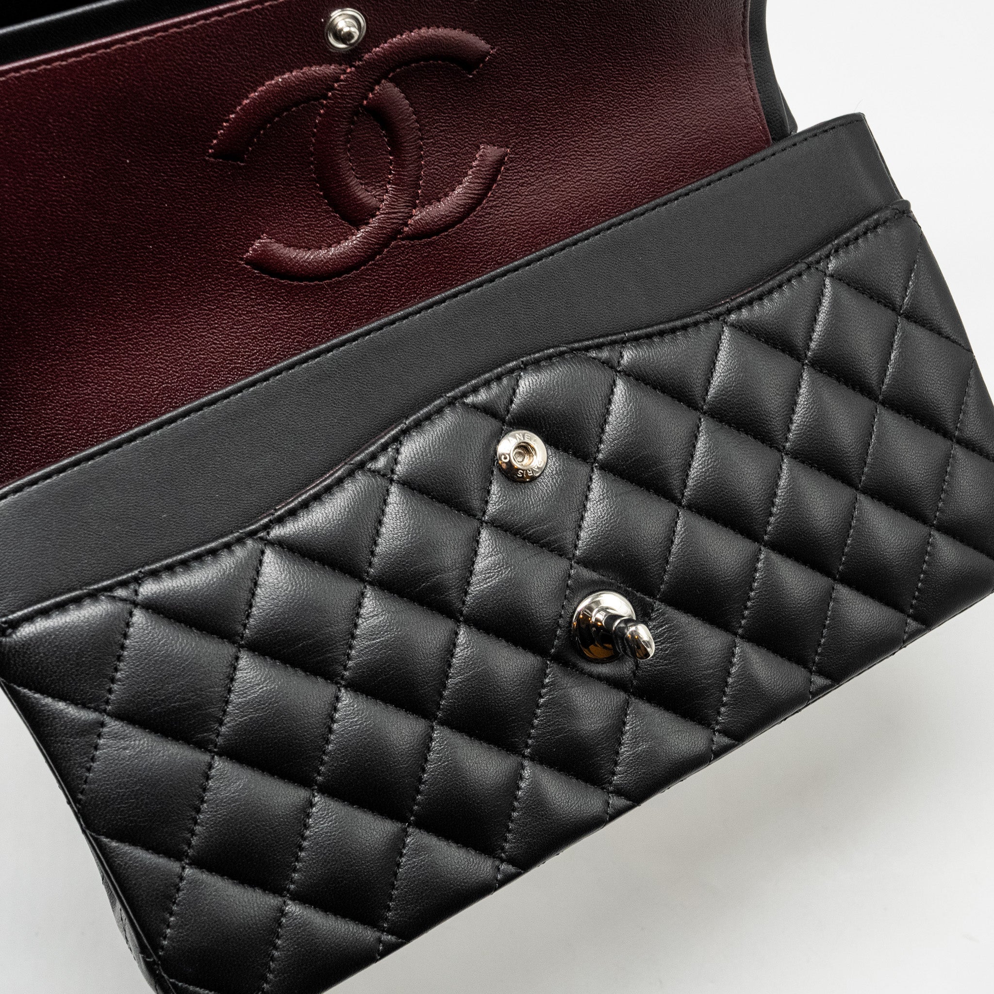 Chanel Medium Classic Double Flap Bag Lambskin Black SHW (Microchip) - Image 16