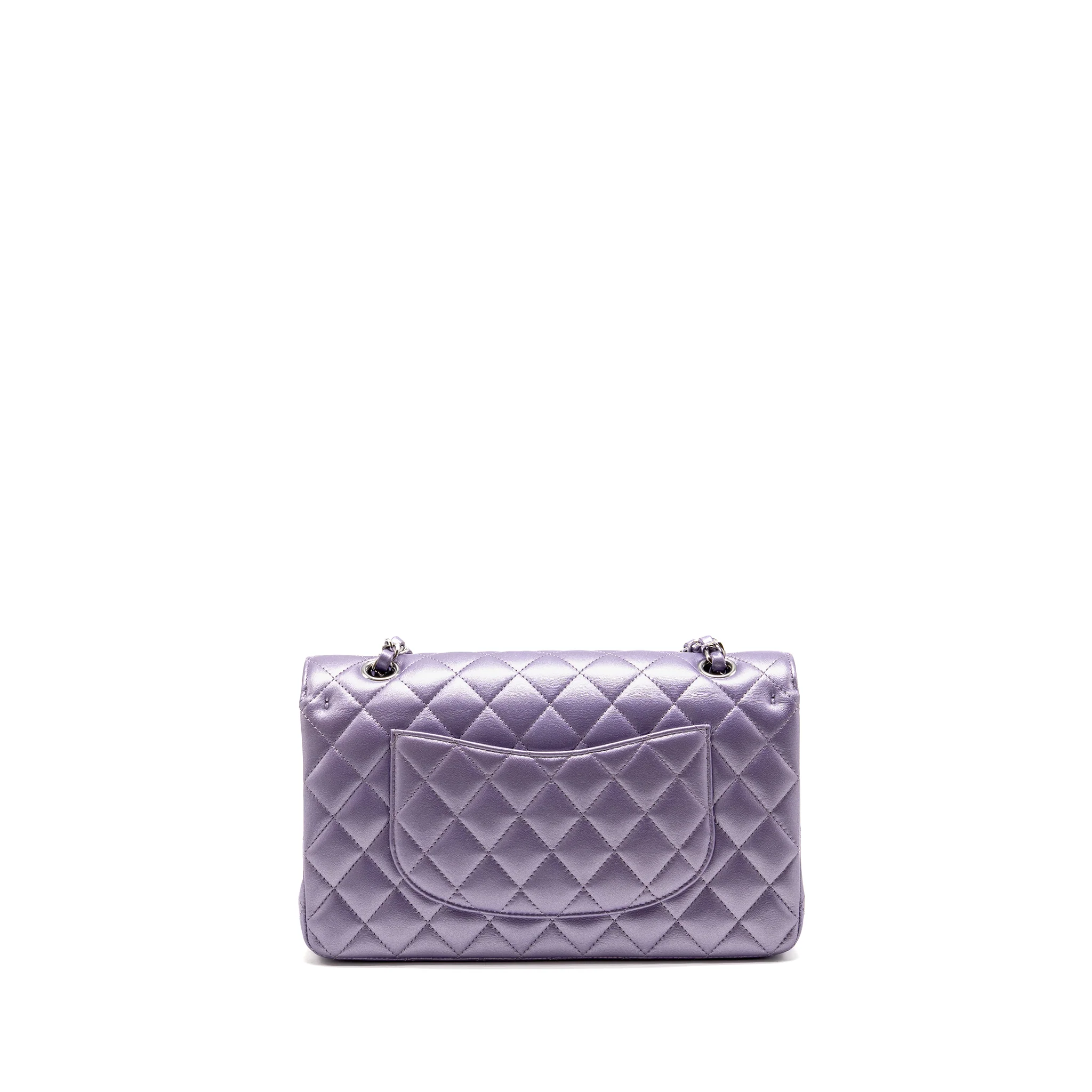 Chanel Medium Classic Double Flap Bag Lambskin IRIDESCENT Purple SHW (Microchip) - Image 2