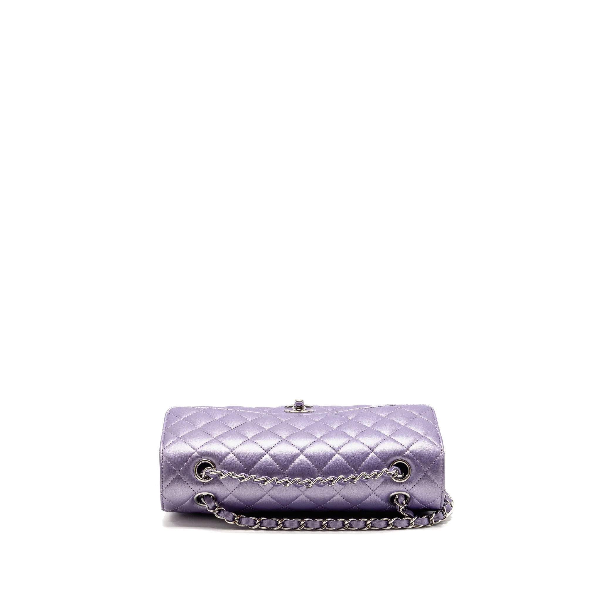 Chanel Medium Classic Double Flap Bag Lambskin IRIDESCENT Purple SHW (Microchip) - Image 5