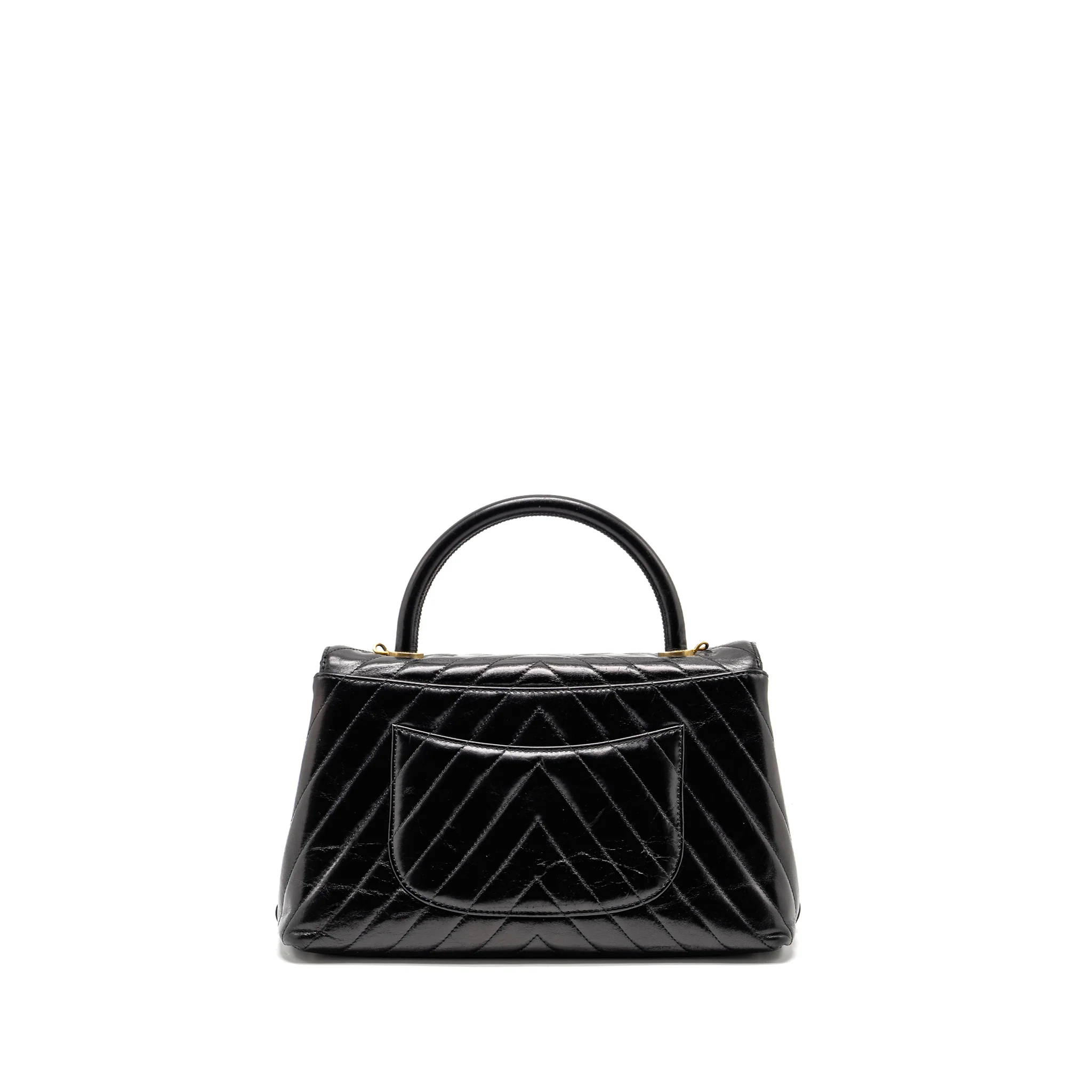 Chanel Medium Coco Handle Chevron Calfskin Black GHW - Image 2
