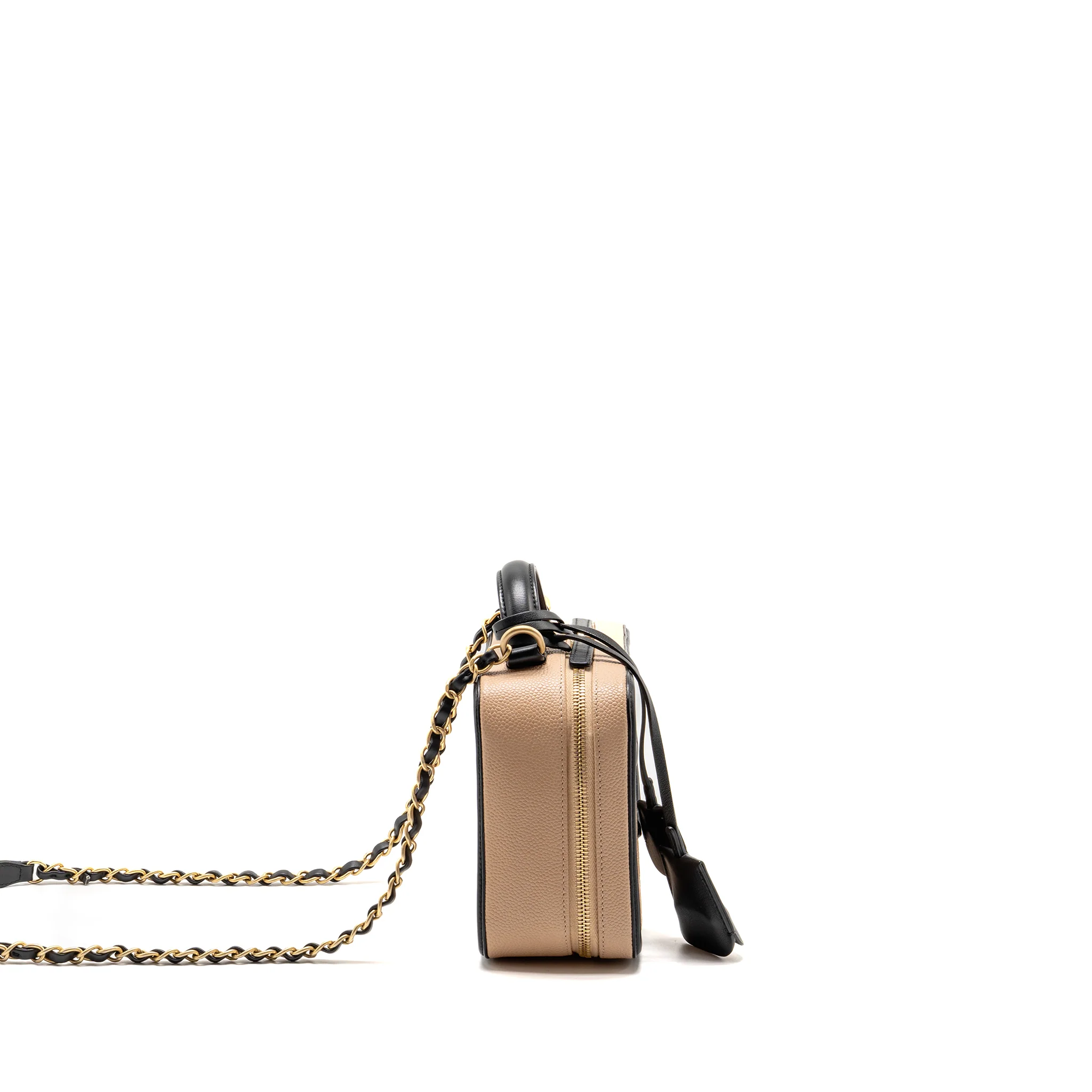 Chanel medium filigree vanity case caviar beige/black GHW - Image 3
