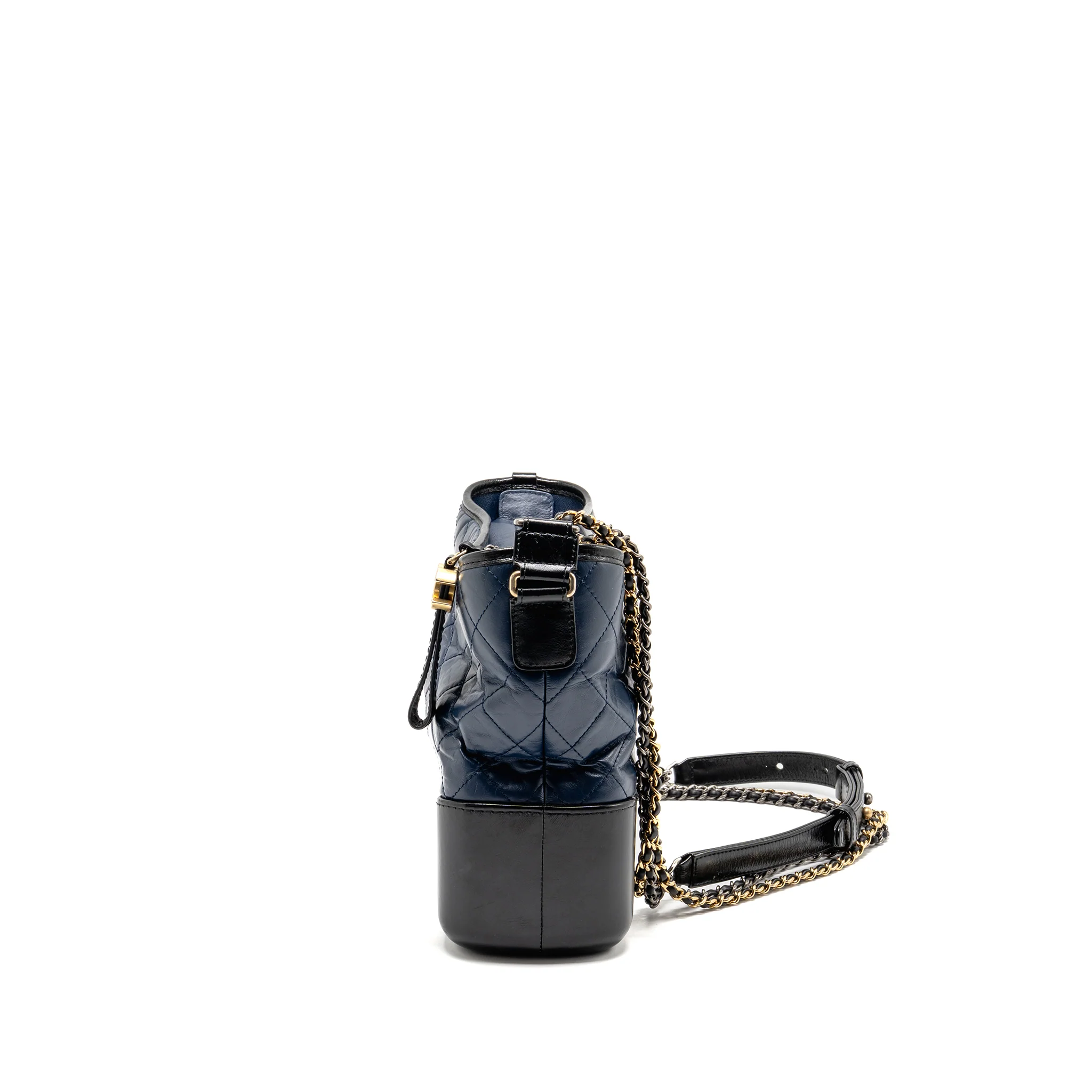 Chanel Gabrielle Hobo Bag Aged Calfskin Navy/Black Multicoloured Hardware - Image 4
