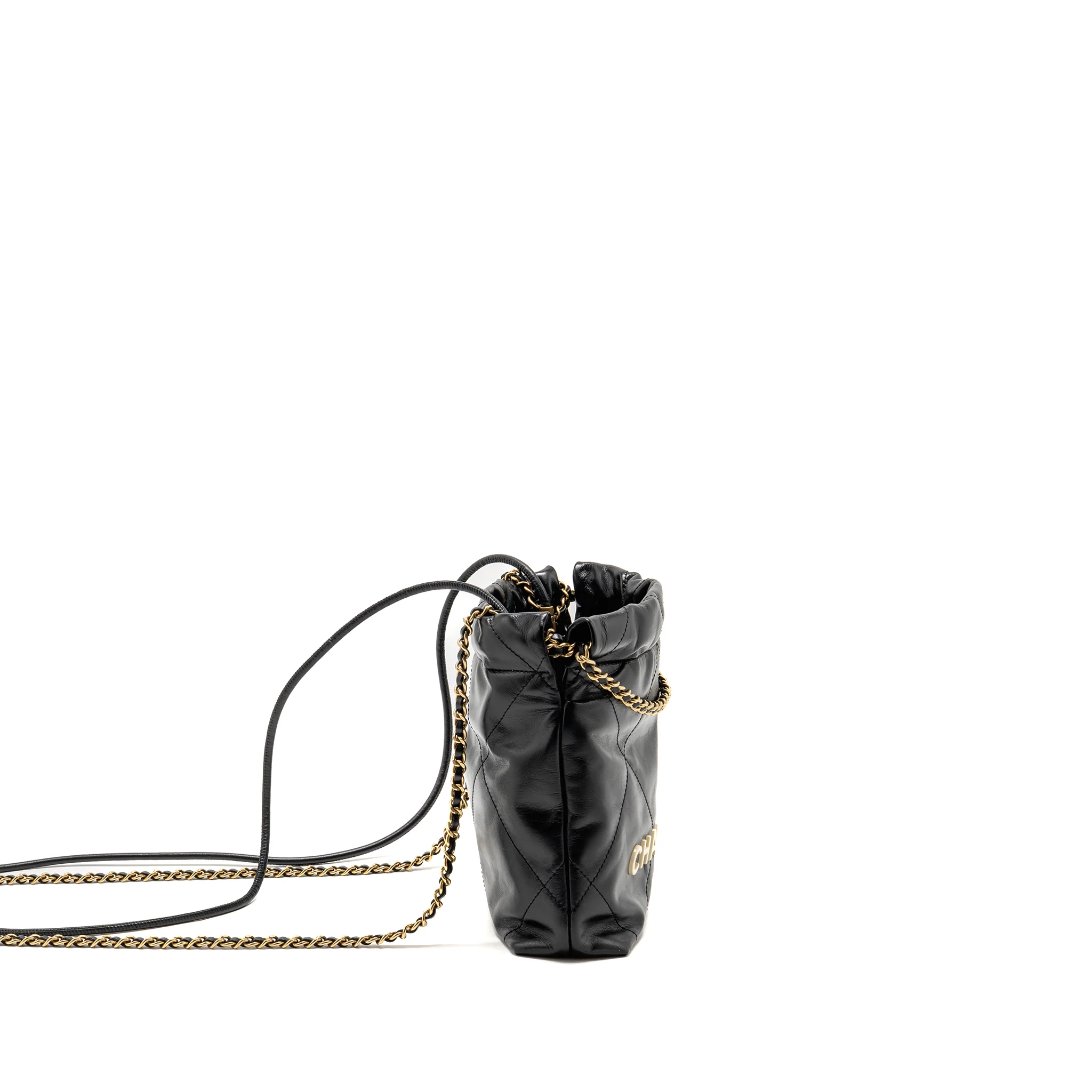 Chanel mini 22 bag shiny calfskin black GHW (microchip) - Image 3