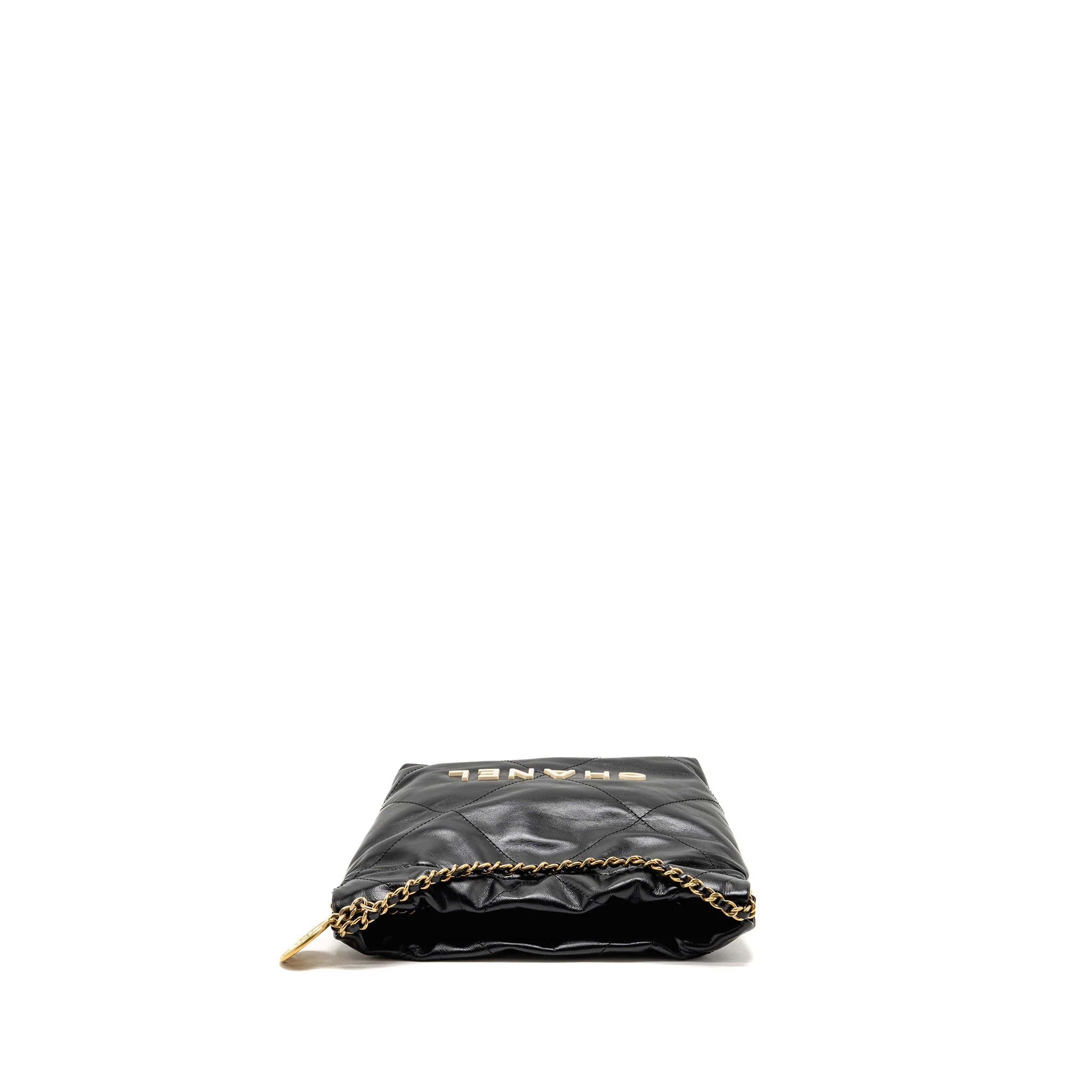 Chanel mini 22 bag shiny calfskin black GHW (microchip) - Image 5
