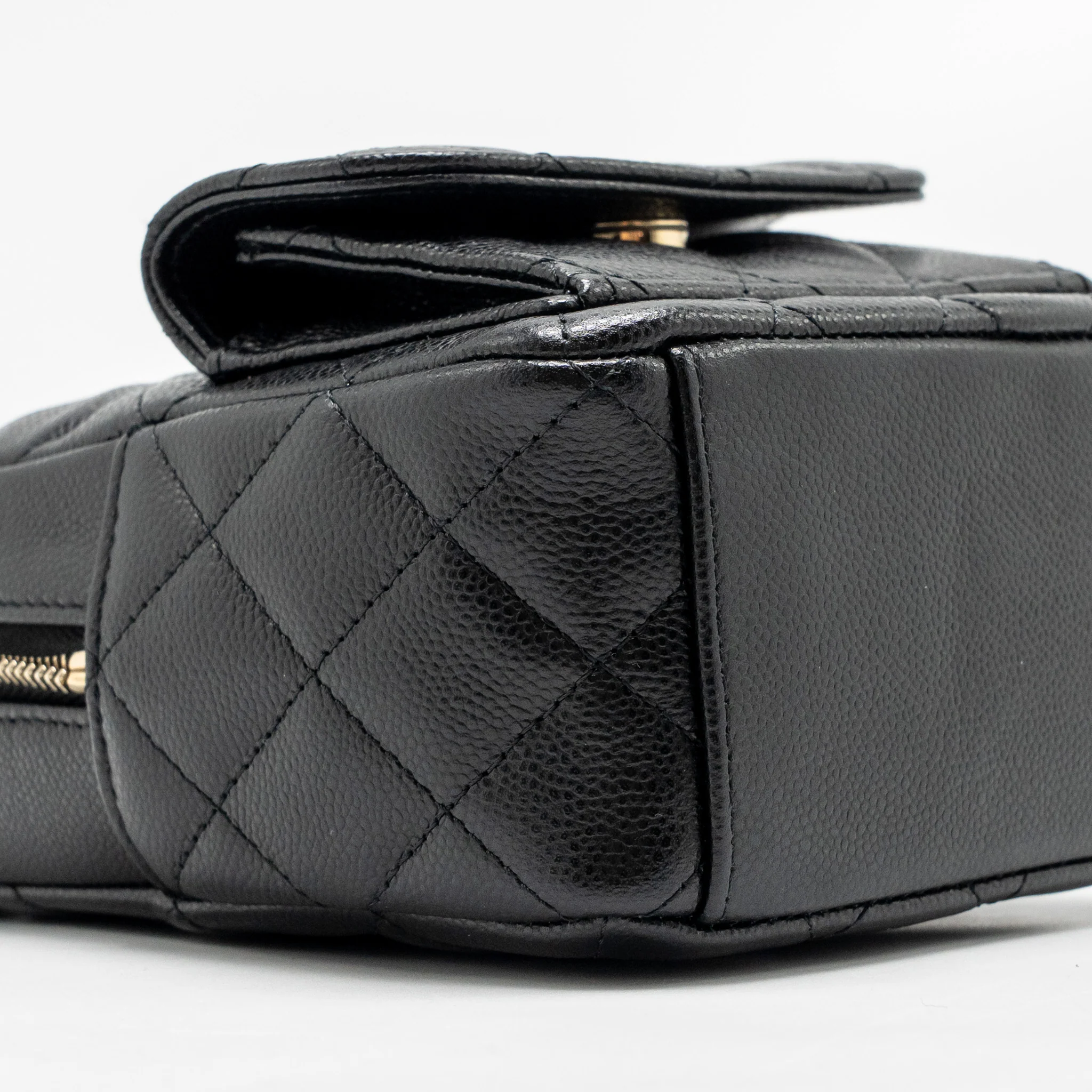 Chanel Mini backpack / crossbody bag caviar black LGHW (microchip) - Image 6