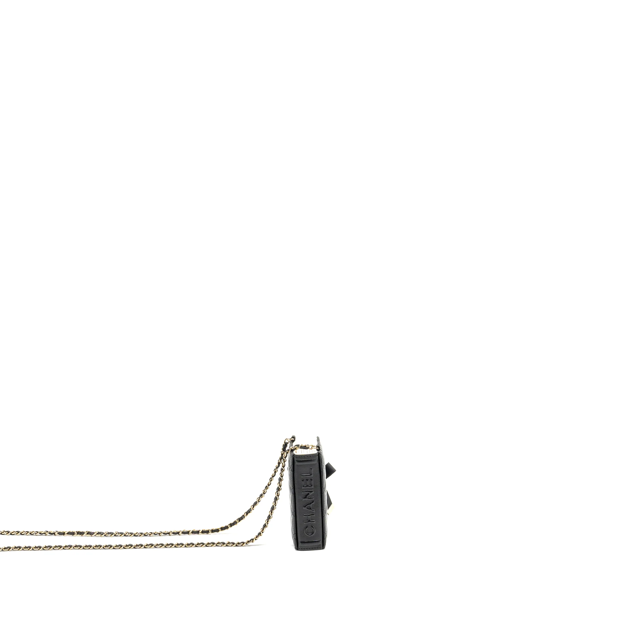 Chanel mini Book Card Holder with Chain Lambskin Black LGHW (microchip) - Image 3