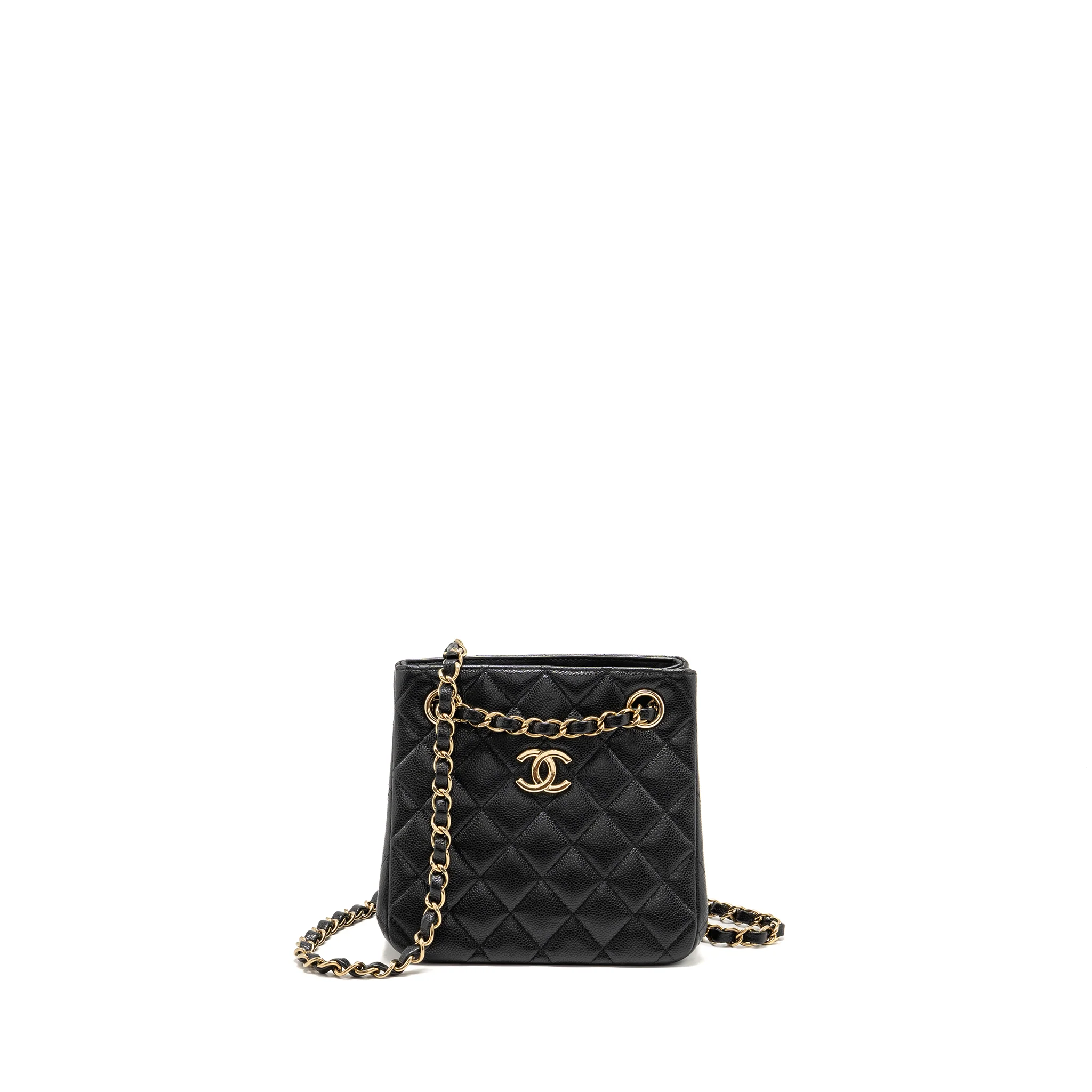 Chanel Mini Bucket Tote Bag Caviar Black LGHW (Microchip)