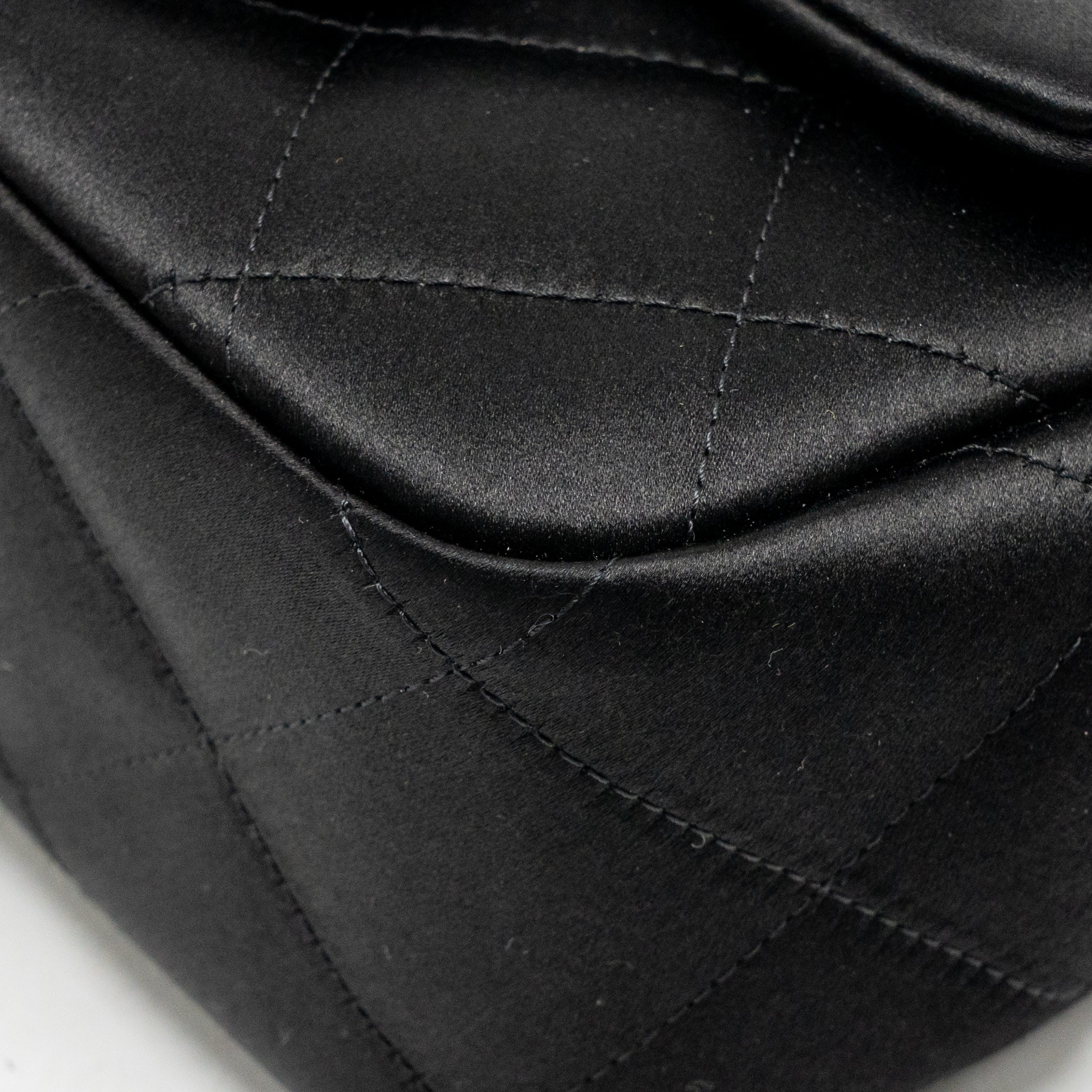 Chanel Mini Detailed Top Handle Flap Bag Satin Black GHW (Microchip) - Image 10