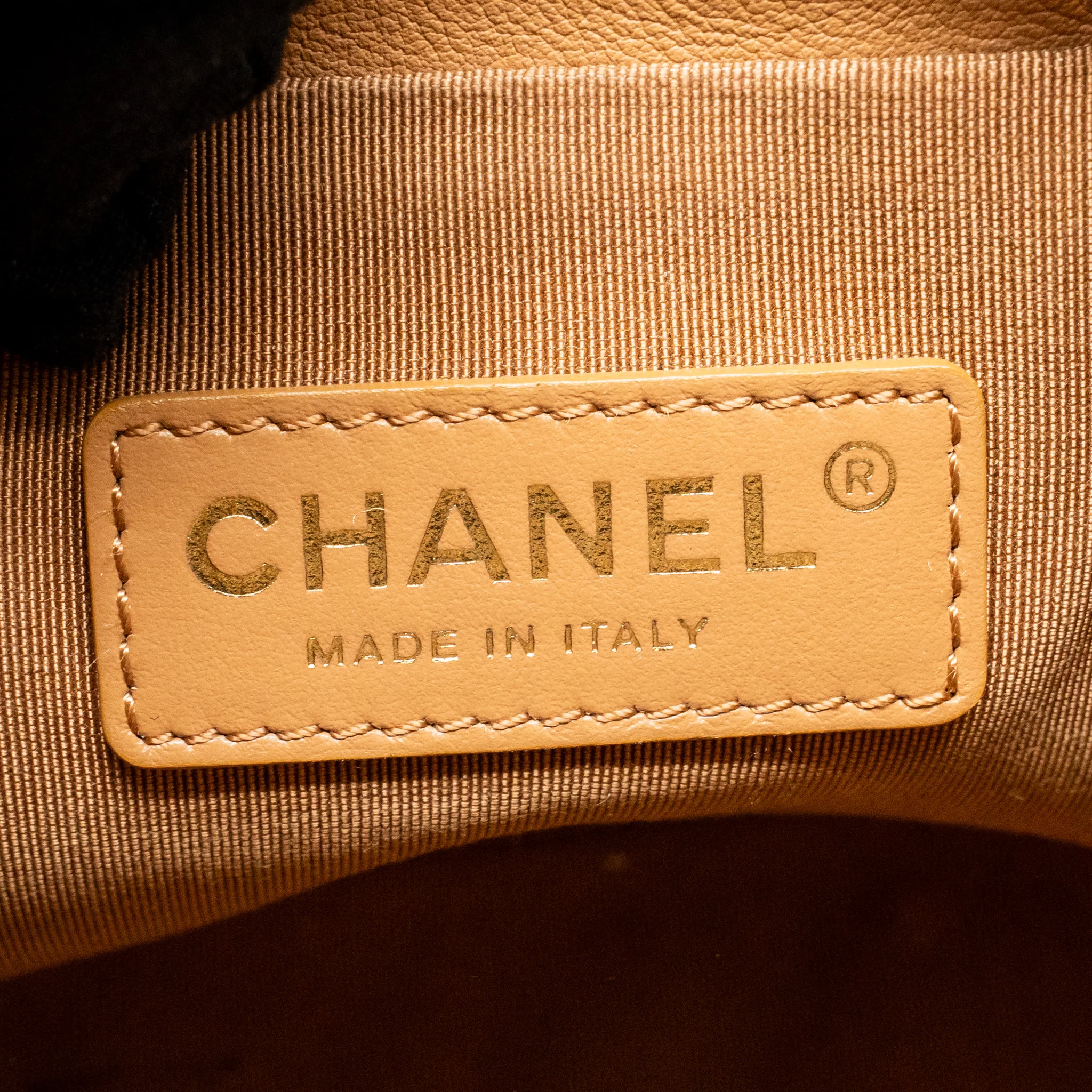 Chanel mini drawstring bucket bag calfskin dark beige LGHW - Image 15