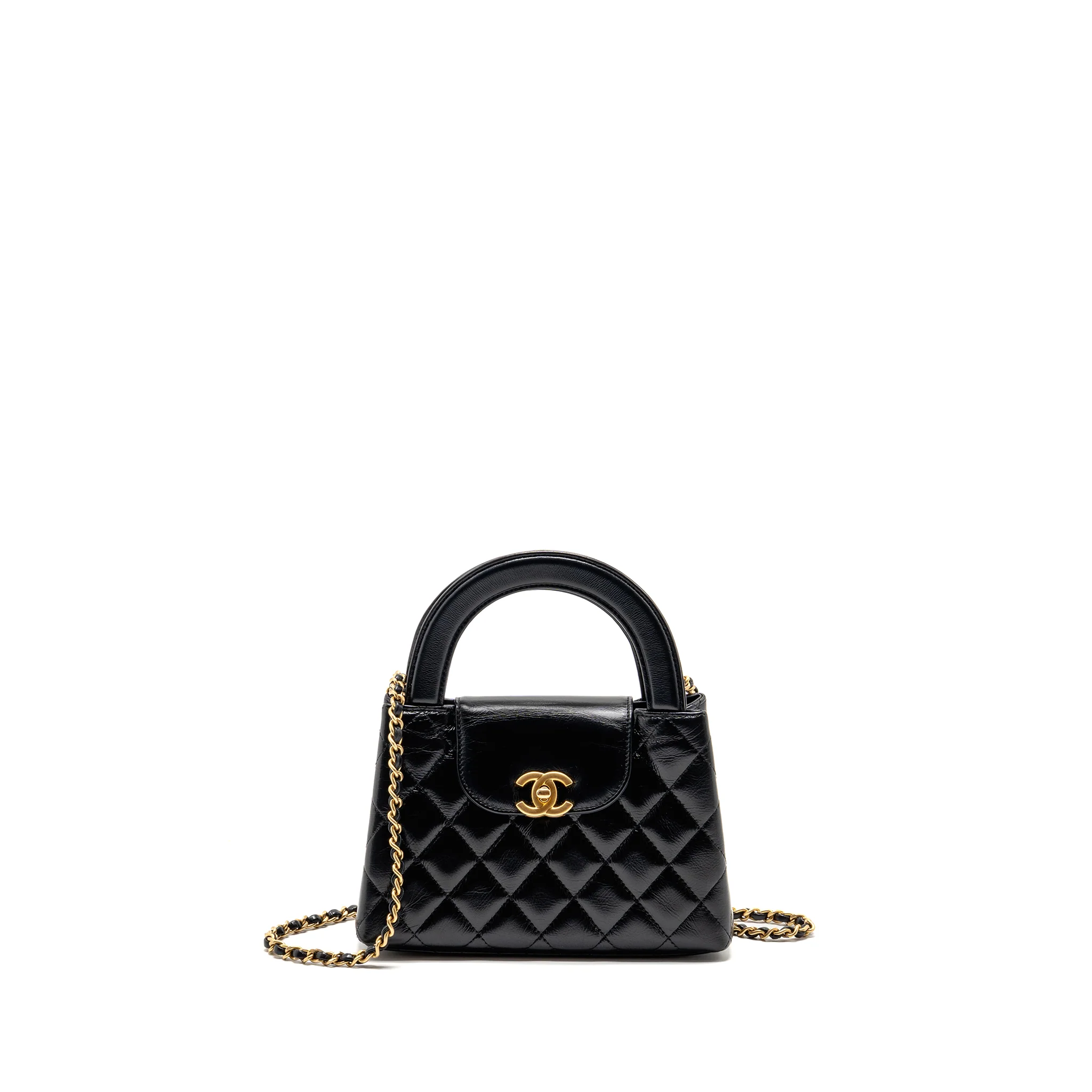 Chanel Mini Kelly Shopping tote bag calfskin black GHW (microchip)