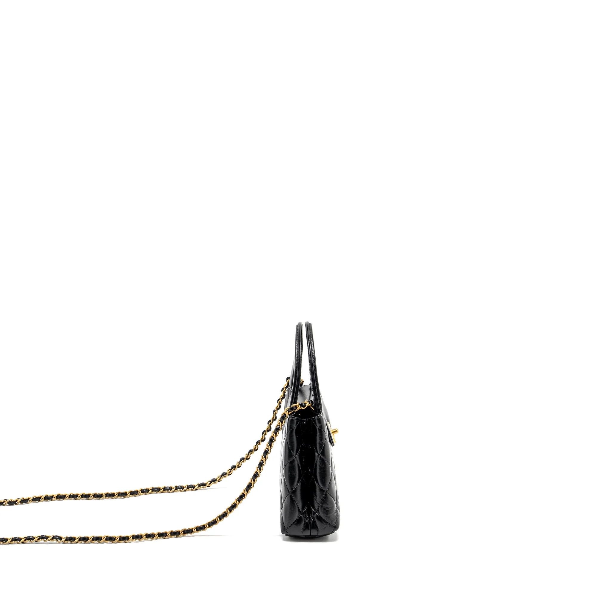CHANEL Mini Kelly Shopping tote bag Calfskin Black GHW (Microchip) - Image 3