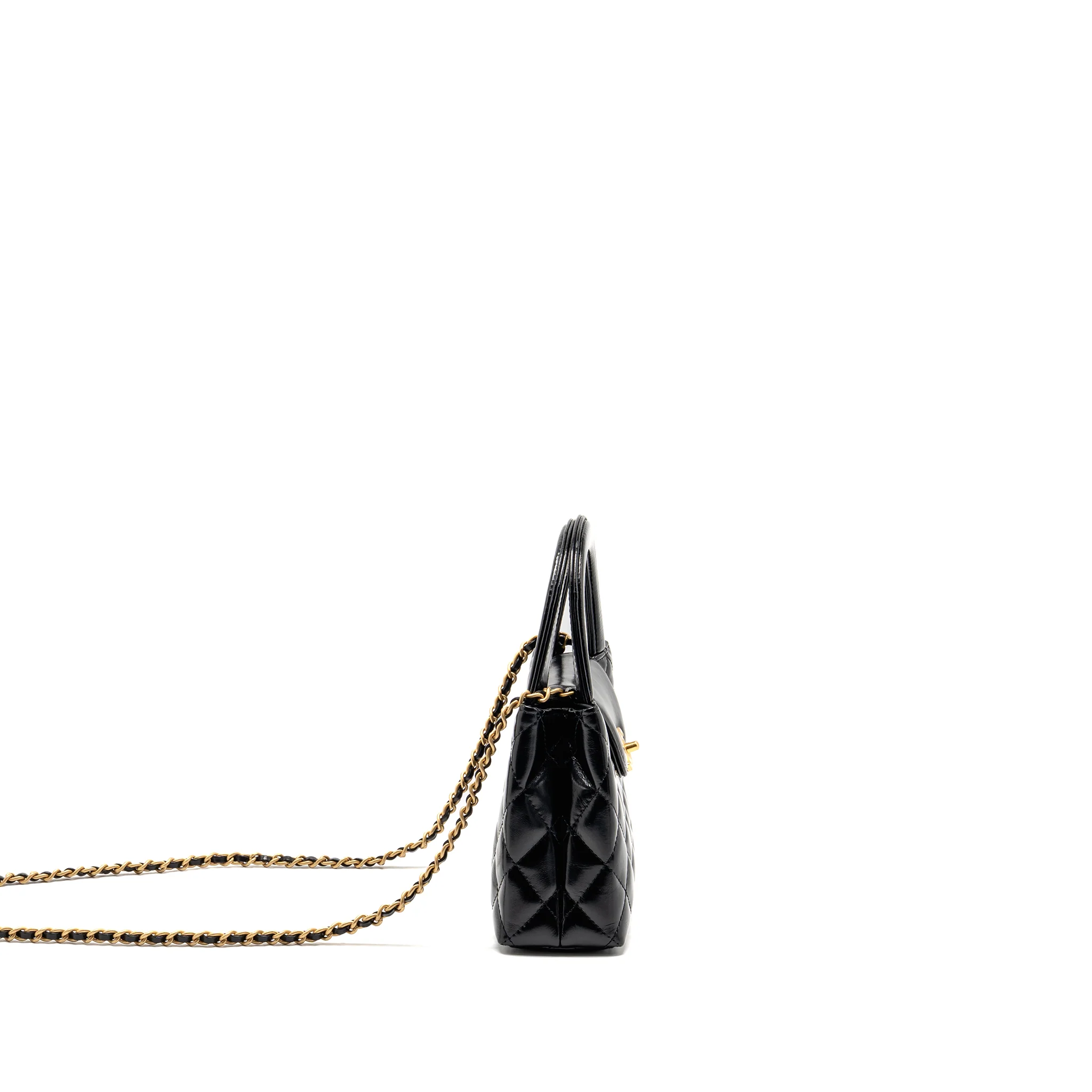 Chanel mini Kelly shopping tote bag shiny calfskin black GHW (microchip) - Image 3