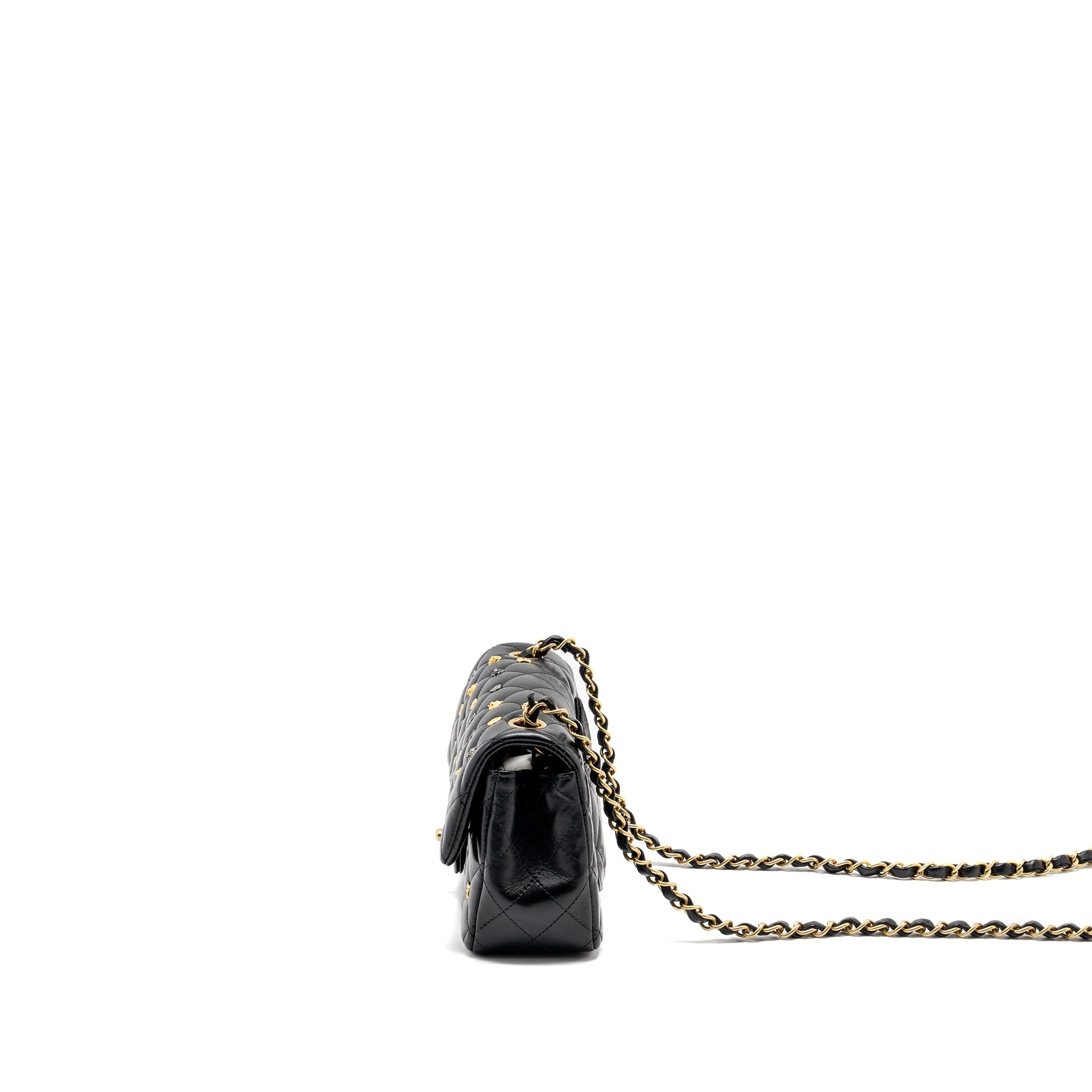 Chanel Mini Rectangular Flap Bag Charms Limited Edition Lambskin Black Silver/Gold Hardware - Image 4