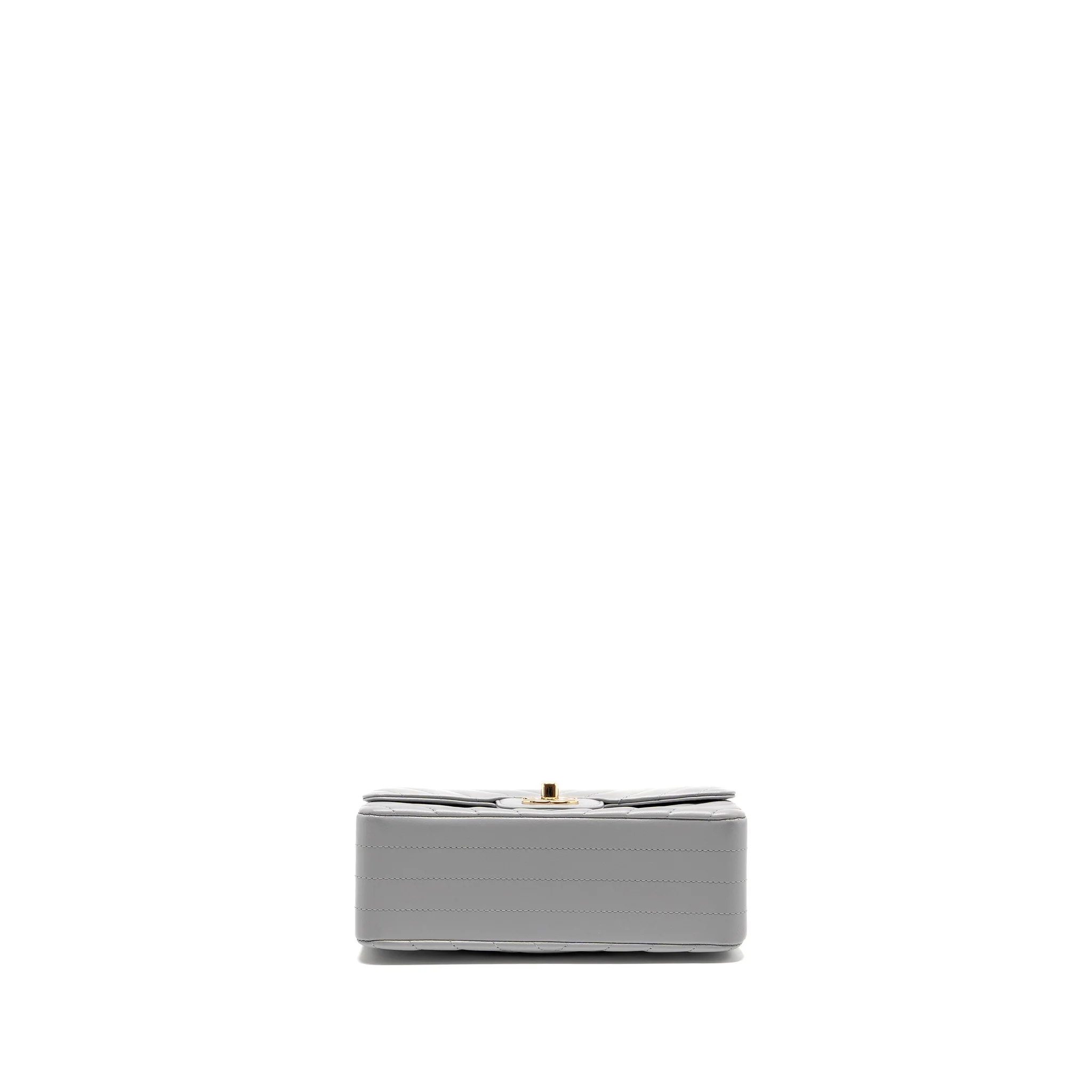 Chanel Mini Rectangular Flap Bag Chevron Lambskin Grey LGHW - Image 5