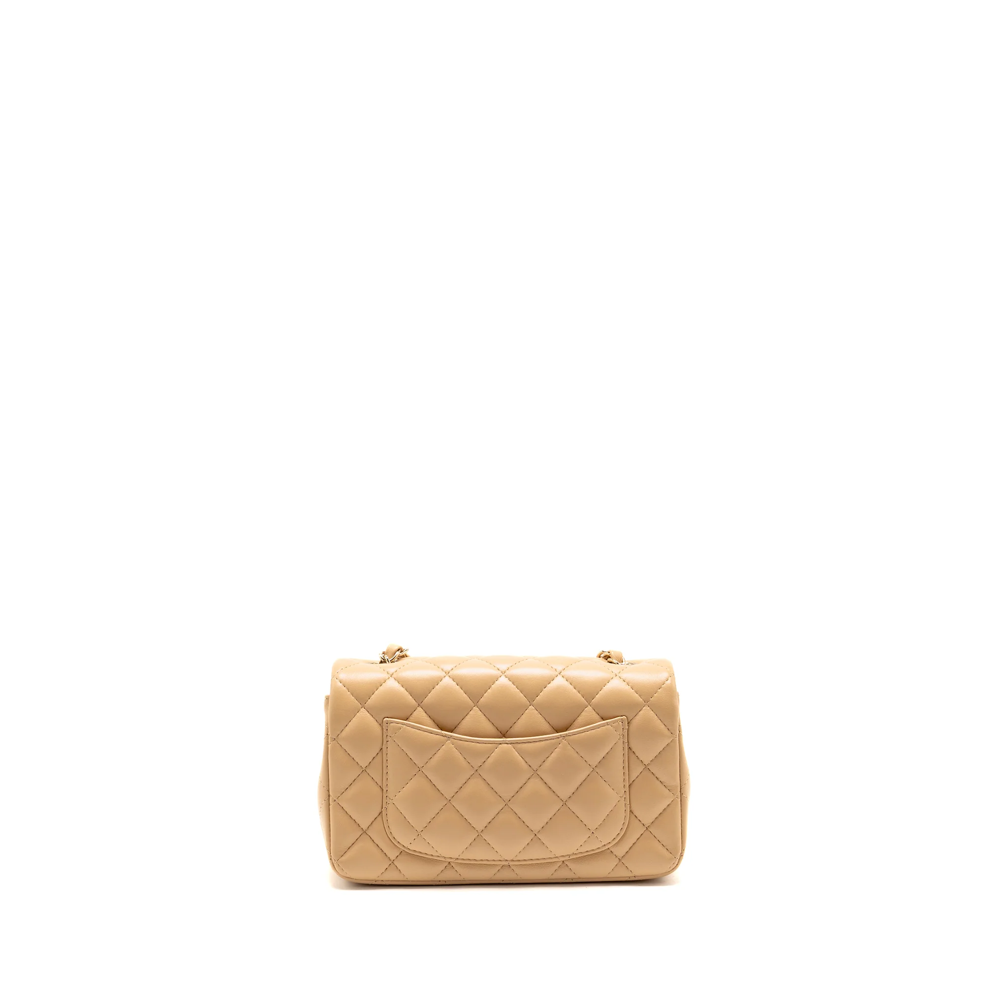 Chanel Mini Rectangular Flap Bag Lambskin beige LGHW (Microchip) - Image 2