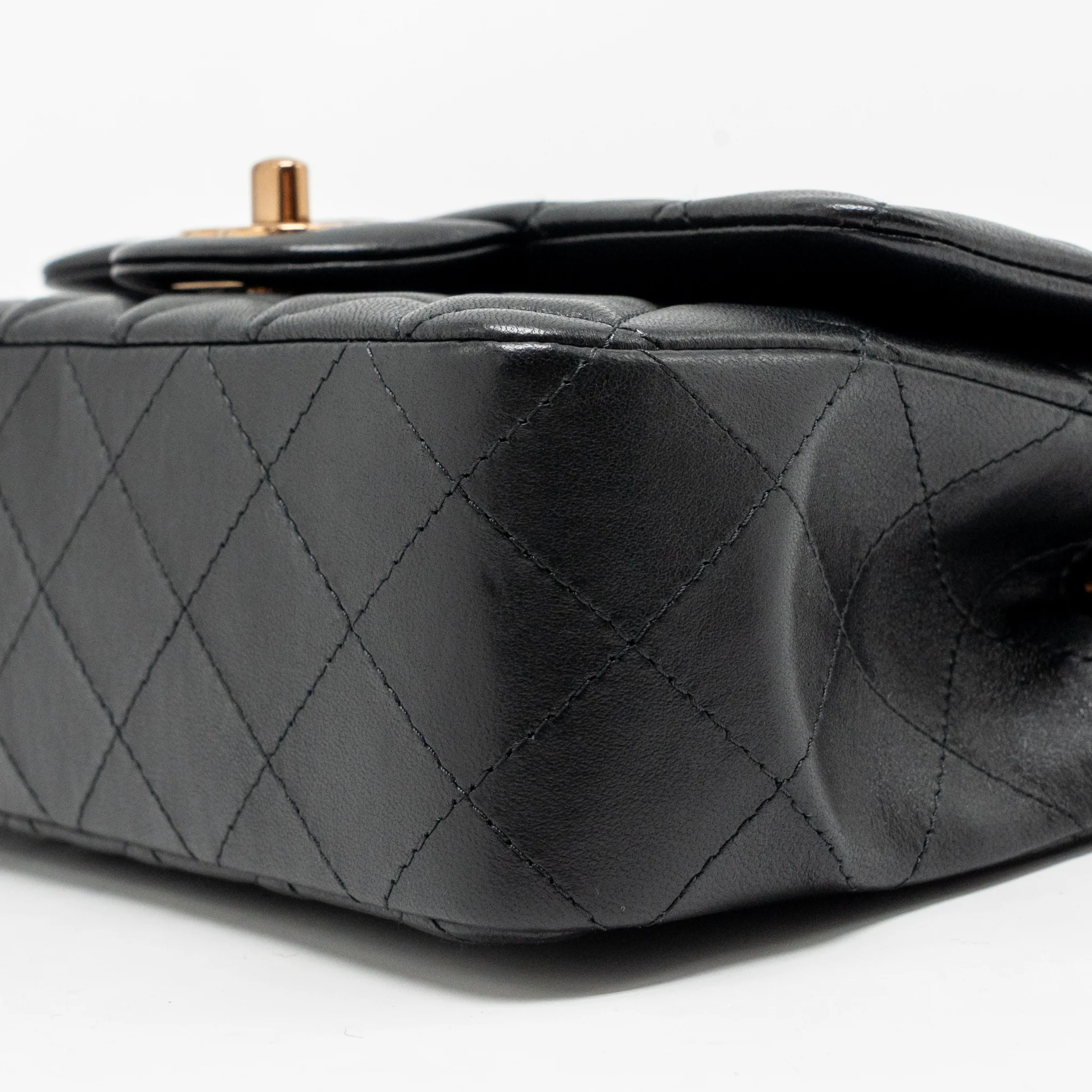 CHANEL Mini Rectangular Flap Bag Lambskin Black RGHW (Microchip) - Image 8