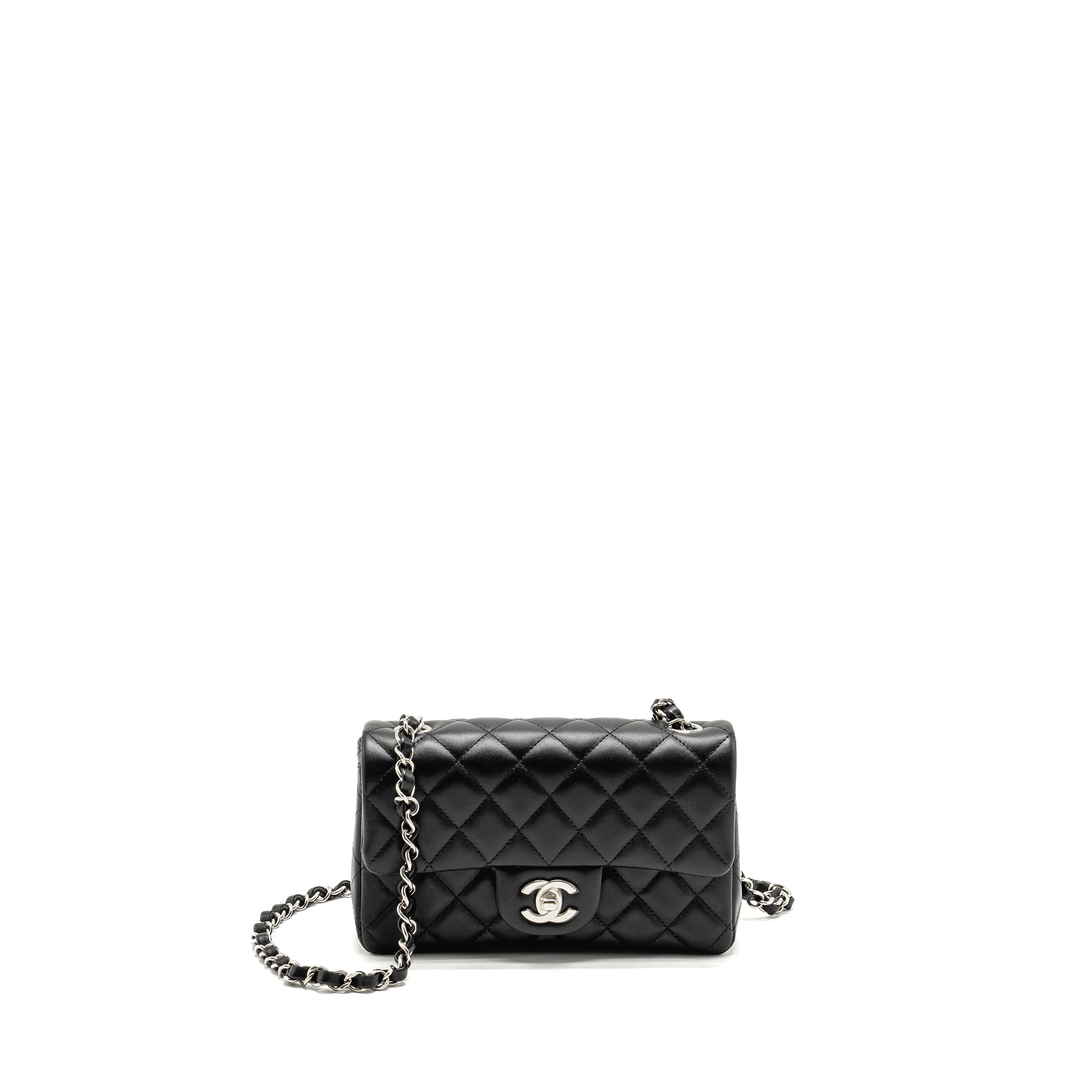 Chanel Mini Rectangular Flap Bag Lambskin Black SHW (microchip)