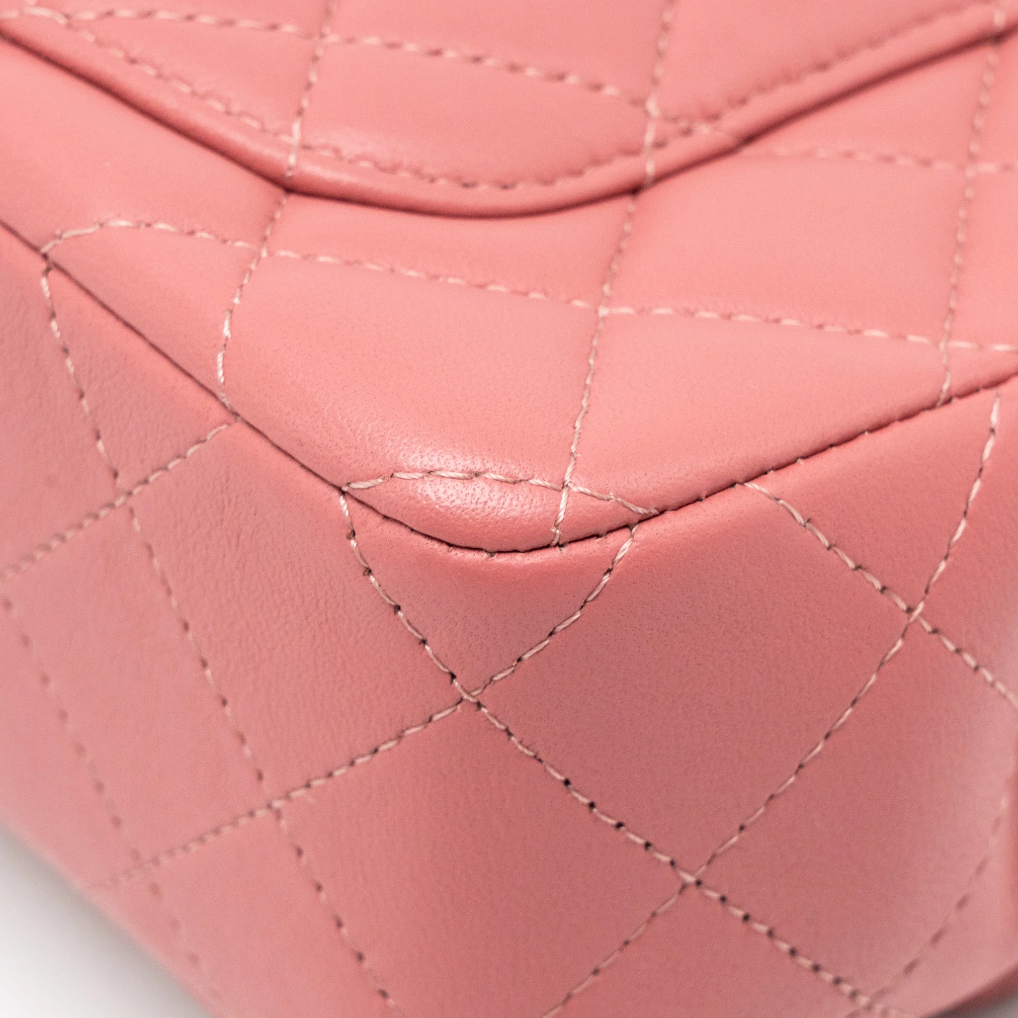 Chanel Mini Rectangular flap bag lambskin pink SHW - Image 12