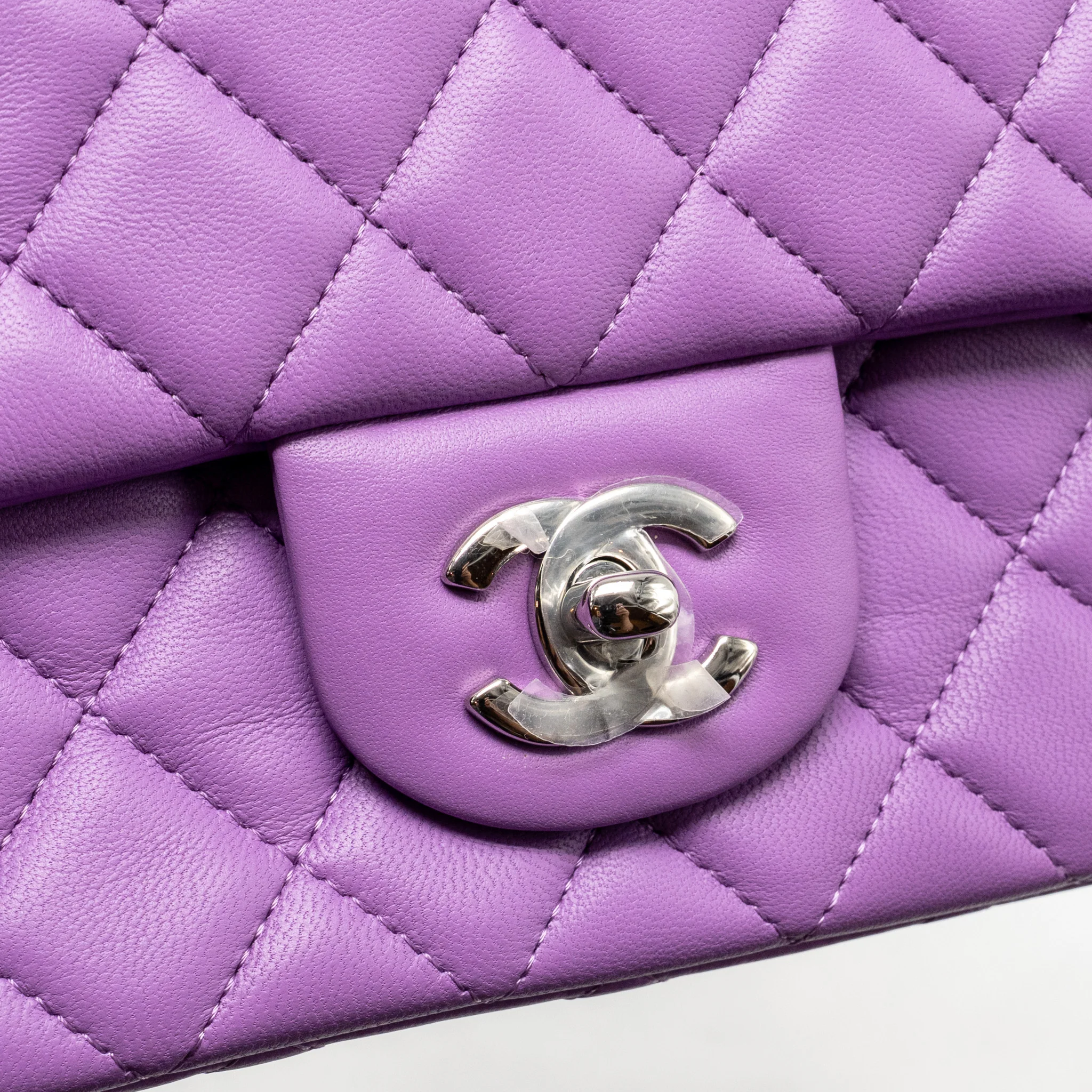 Chanel Mini Rectangular Flap Bag Lambskin Purple SHW - Image 12