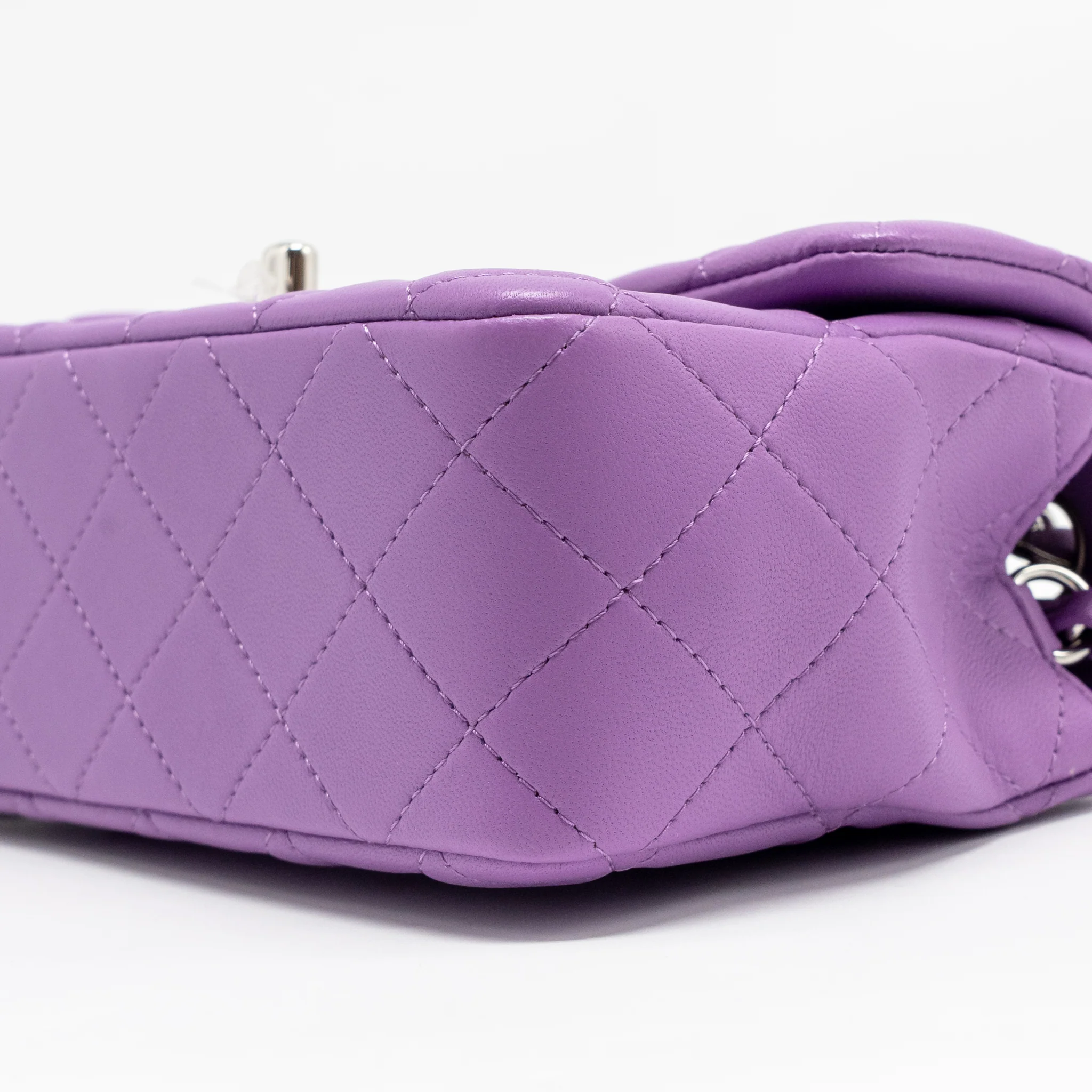 Chanel Mini Rectangular Flap Bag Lambskin Purple SHW - Image 7