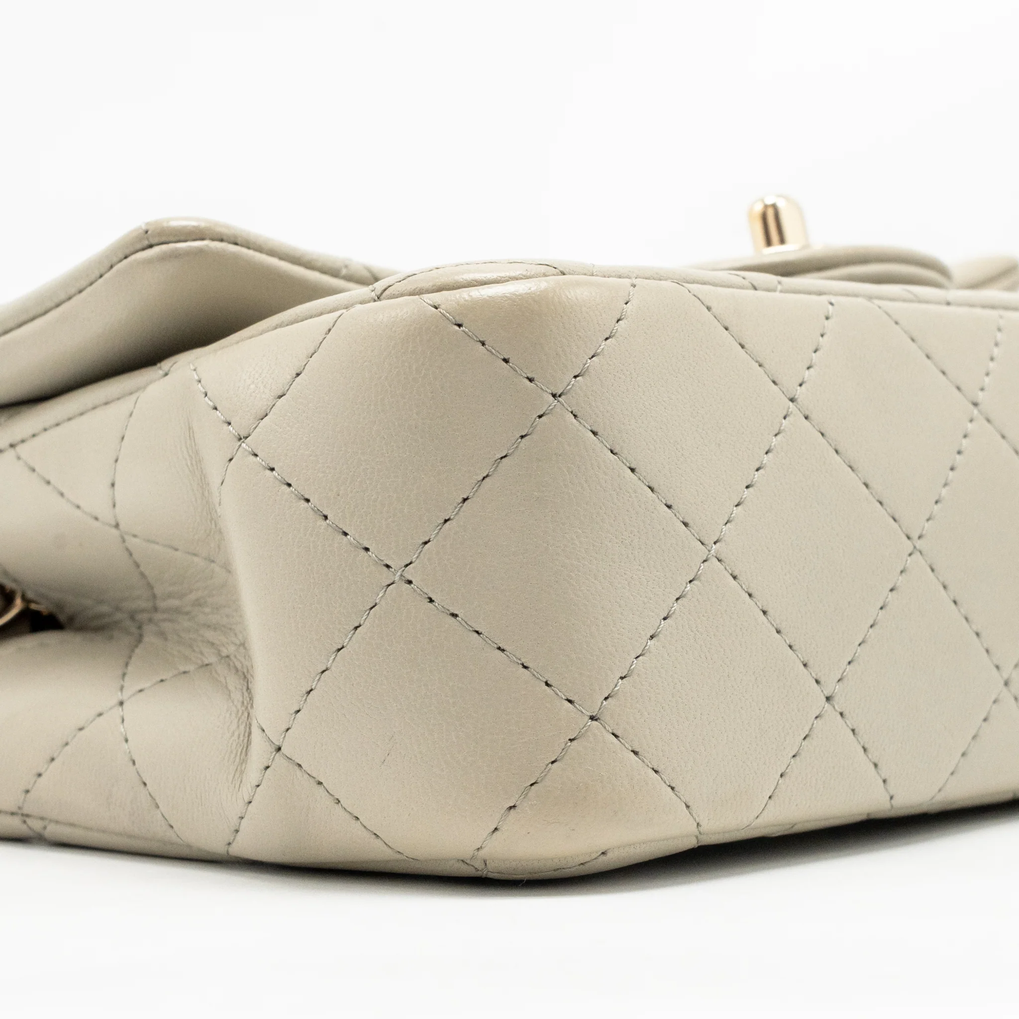 Chanel Mini Rectangular Flap Bag Lambskin Sage Grey LGHW (Microchip) - Image 7