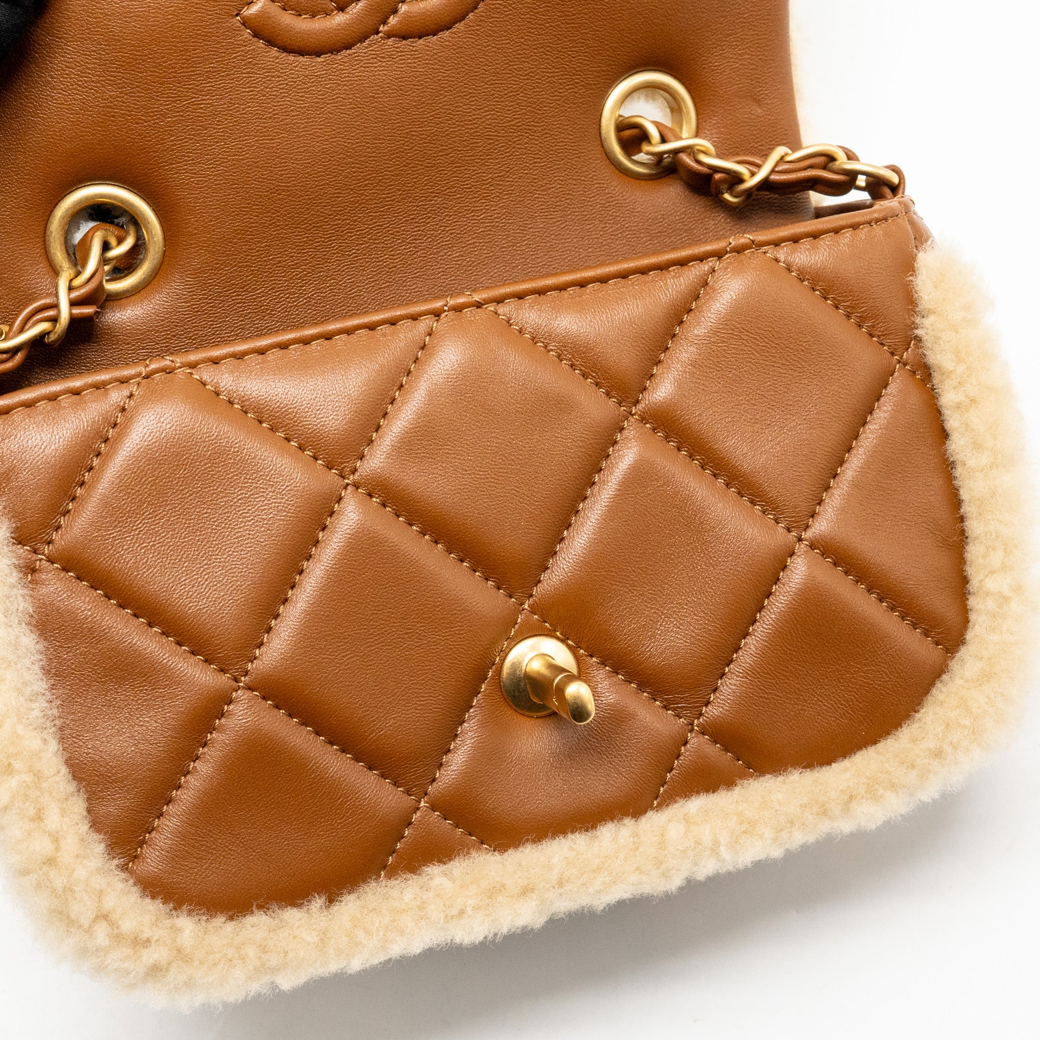 Chanel Mini Shearling Flap Bag Lambskin Dark Brown GHW (Microchip) - Image 14
