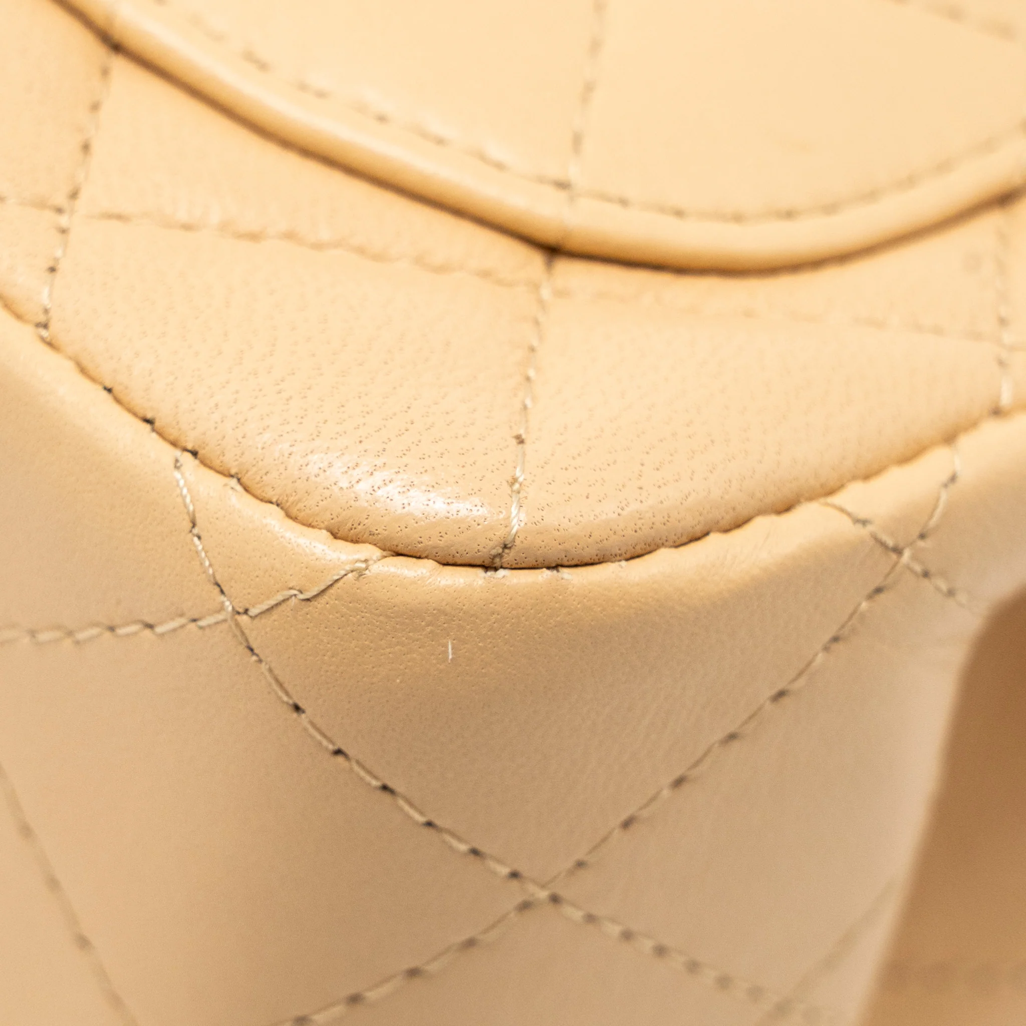 Chanel Mini Square Flap Bag Lambskin Beige LGHW (Microchip) - Image 11