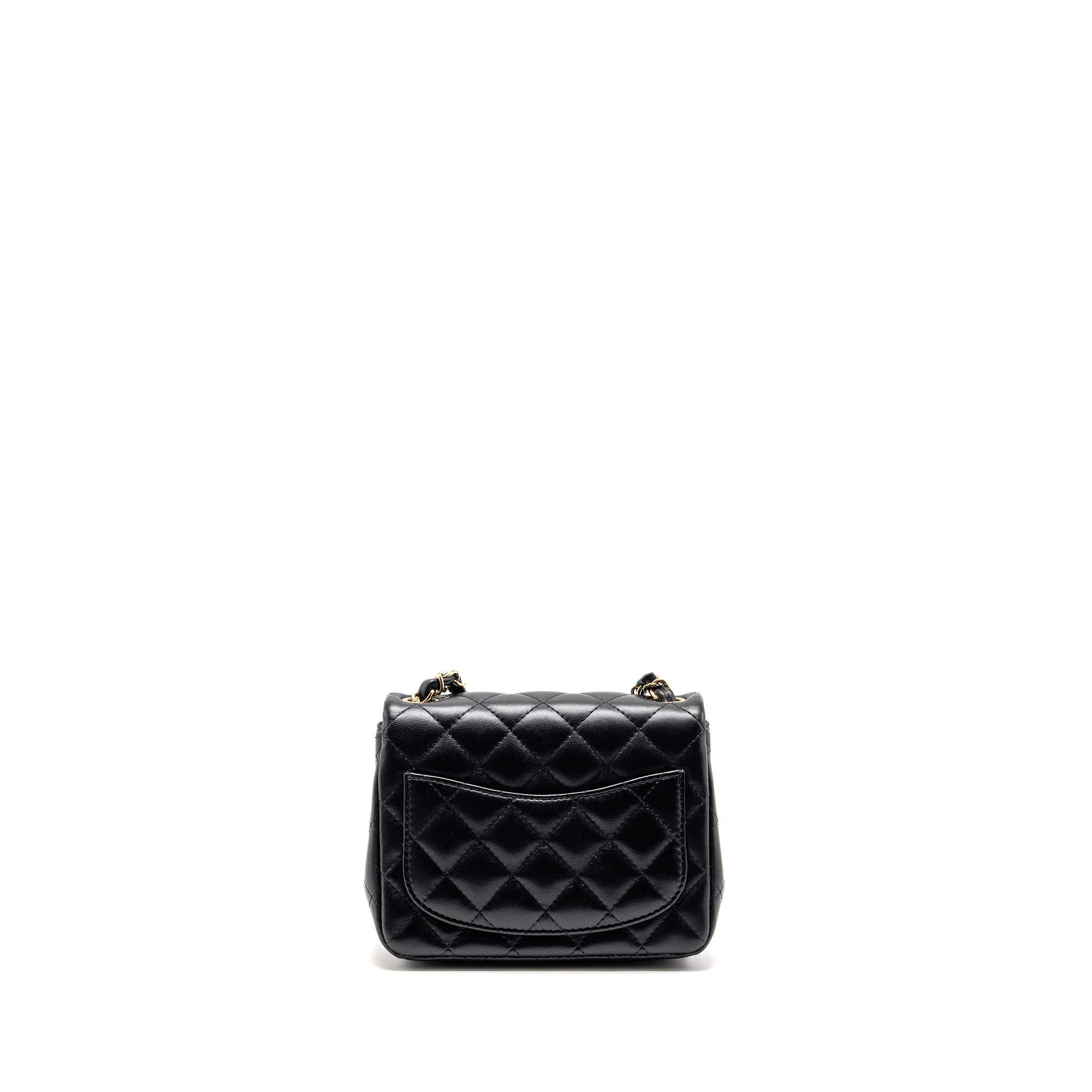Chanel Mini Square flap bag lambskin black LGHW (microchip) - Image 2
