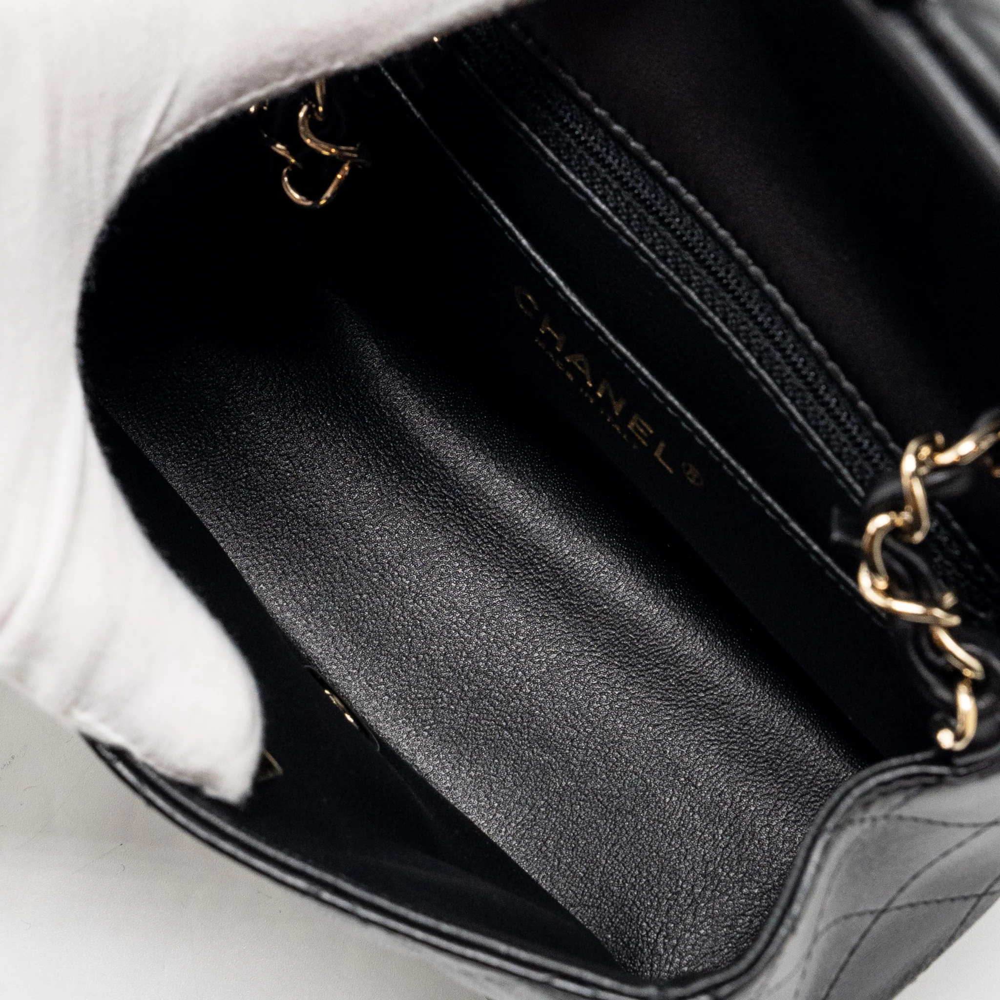 Chanel mini square flap bag lambskin black LGHW (microchip) - Image 15