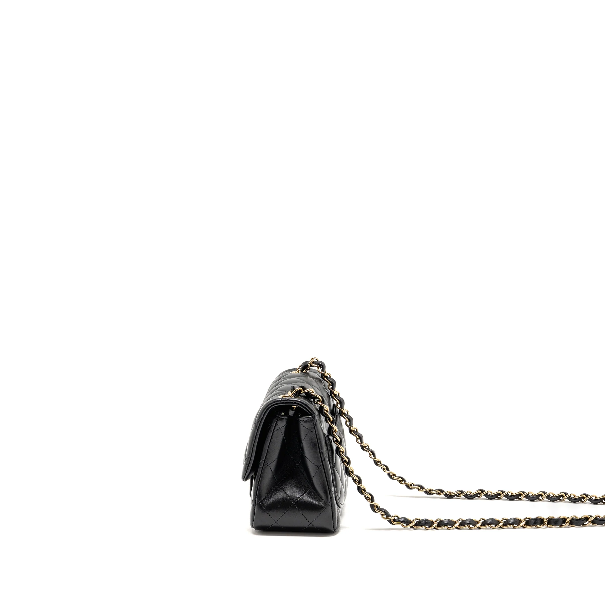 Chanel Mini Square Flap Bag Lambskin Black LGHW (Microchip) - Image 4