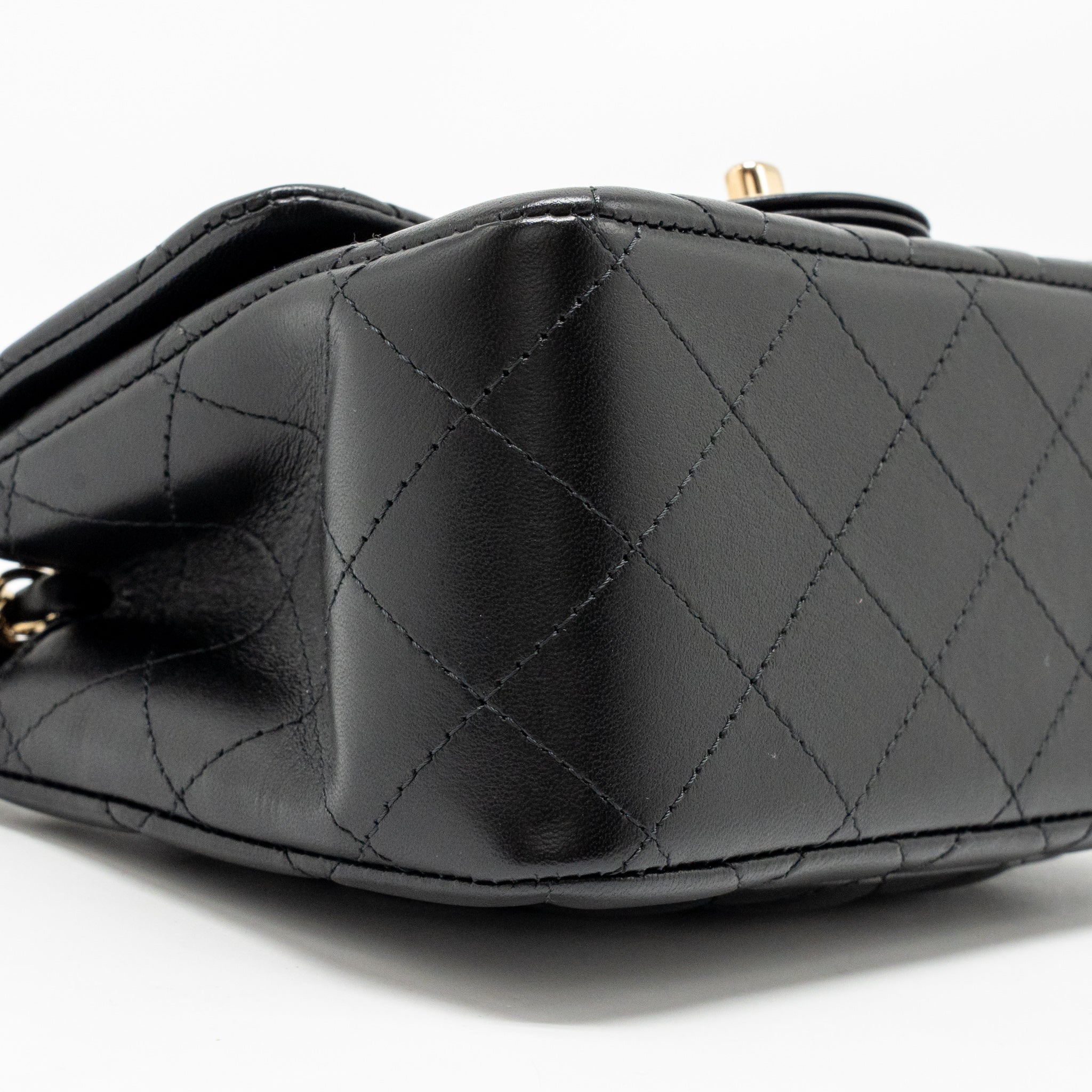 Chanel Mini Square Flap Bag Lambskin Black LGHW (Microchip) - Image 7
