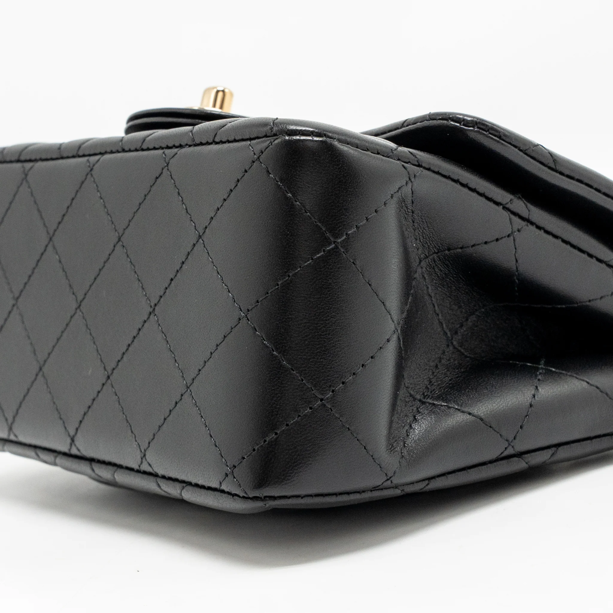 Chanel Mini Square Flap Bag Lambskin Black LGHW (Microchip) - Image 8