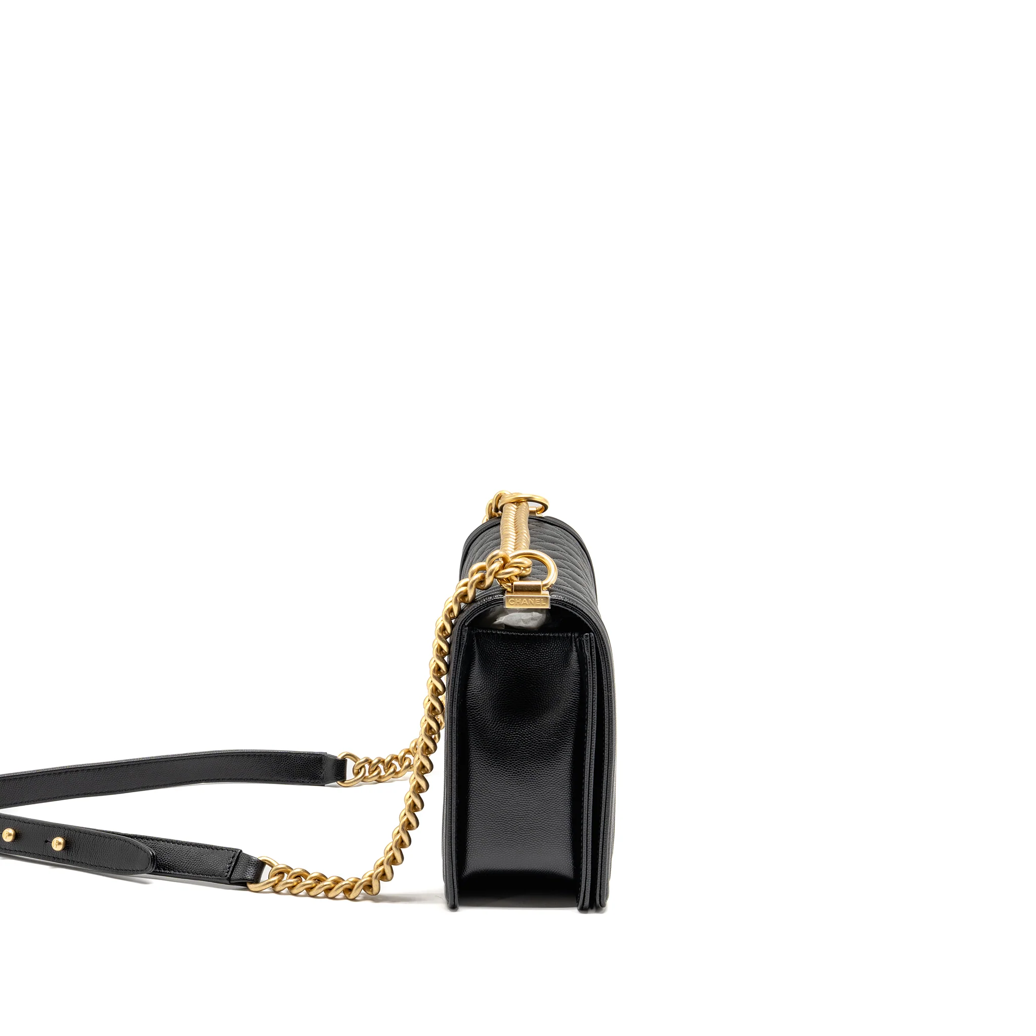 Chanel New Medium boy bag Caviar Black GHW (Microchip) - Image 3