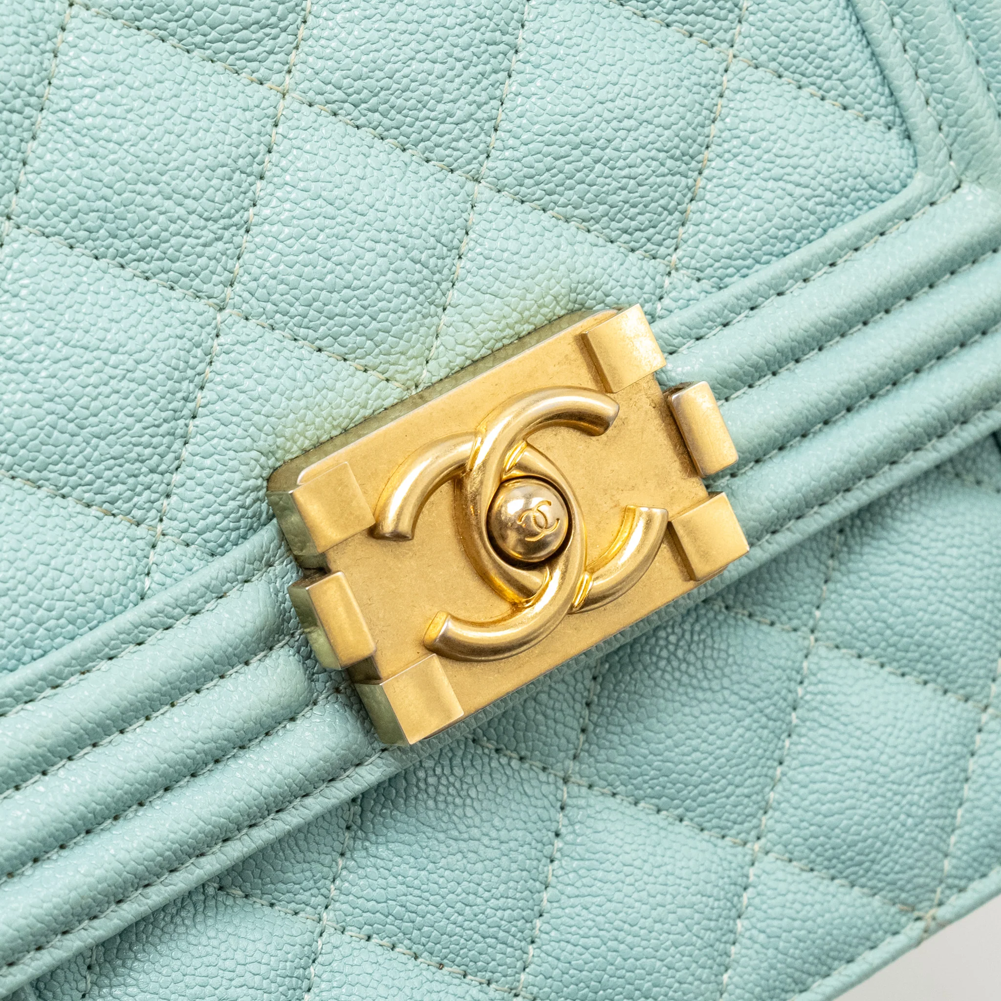 Chanel North South Boy Bag Caviar Light Blue GHW - Image 12