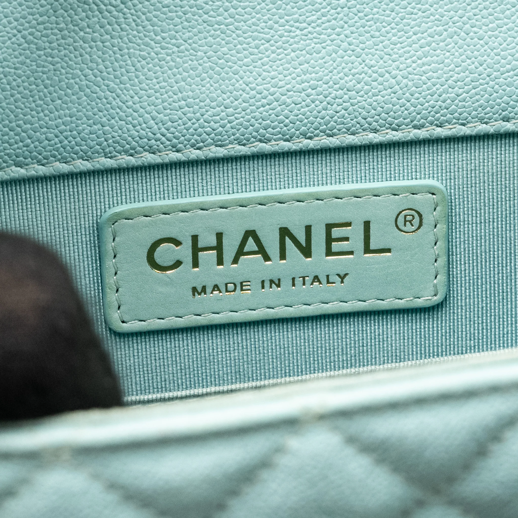 Chanel North South Boy Bag Caviar Light Blue GHW - Image 18