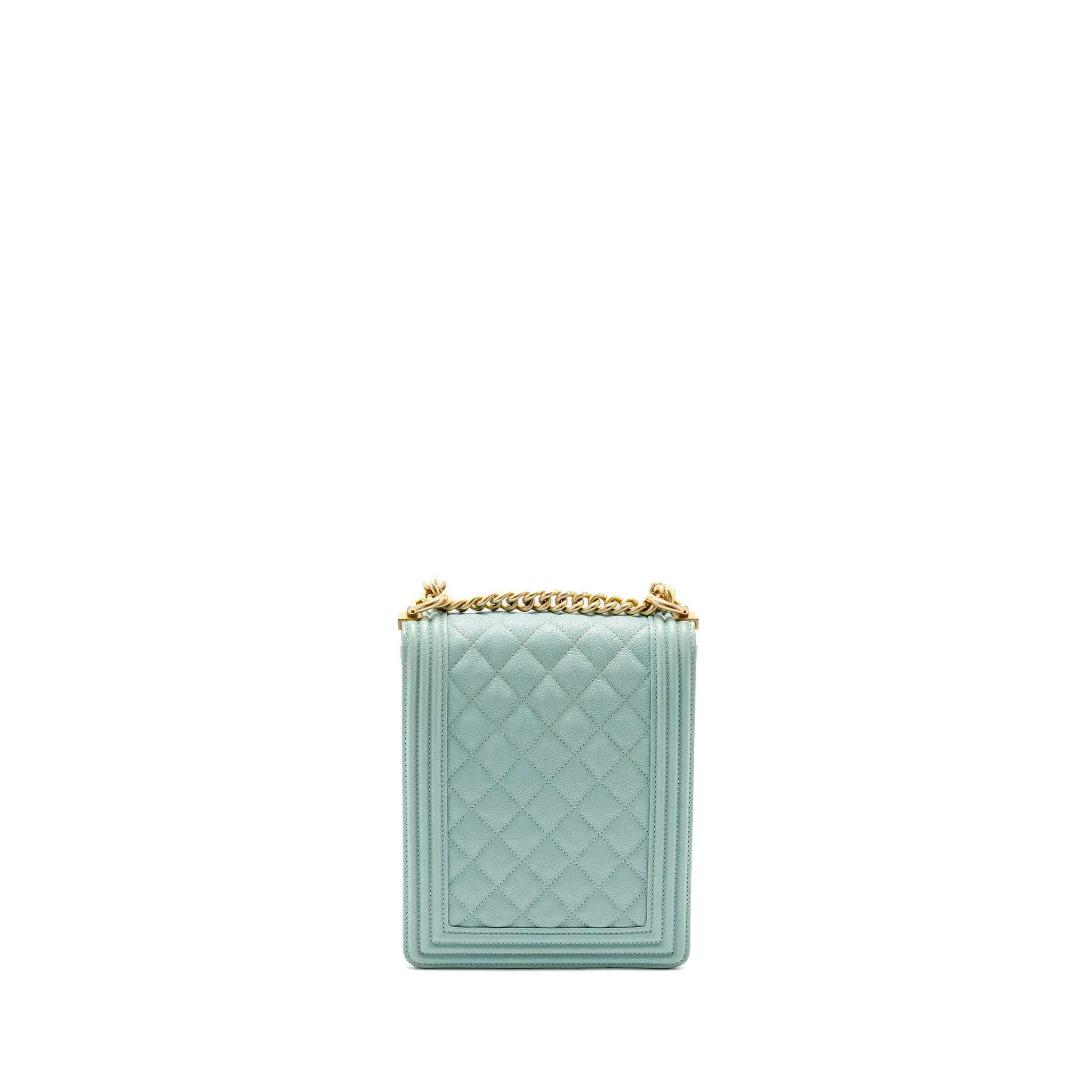 Chanel North South Boy Bag Caviar Light Blue GHW - Image 2