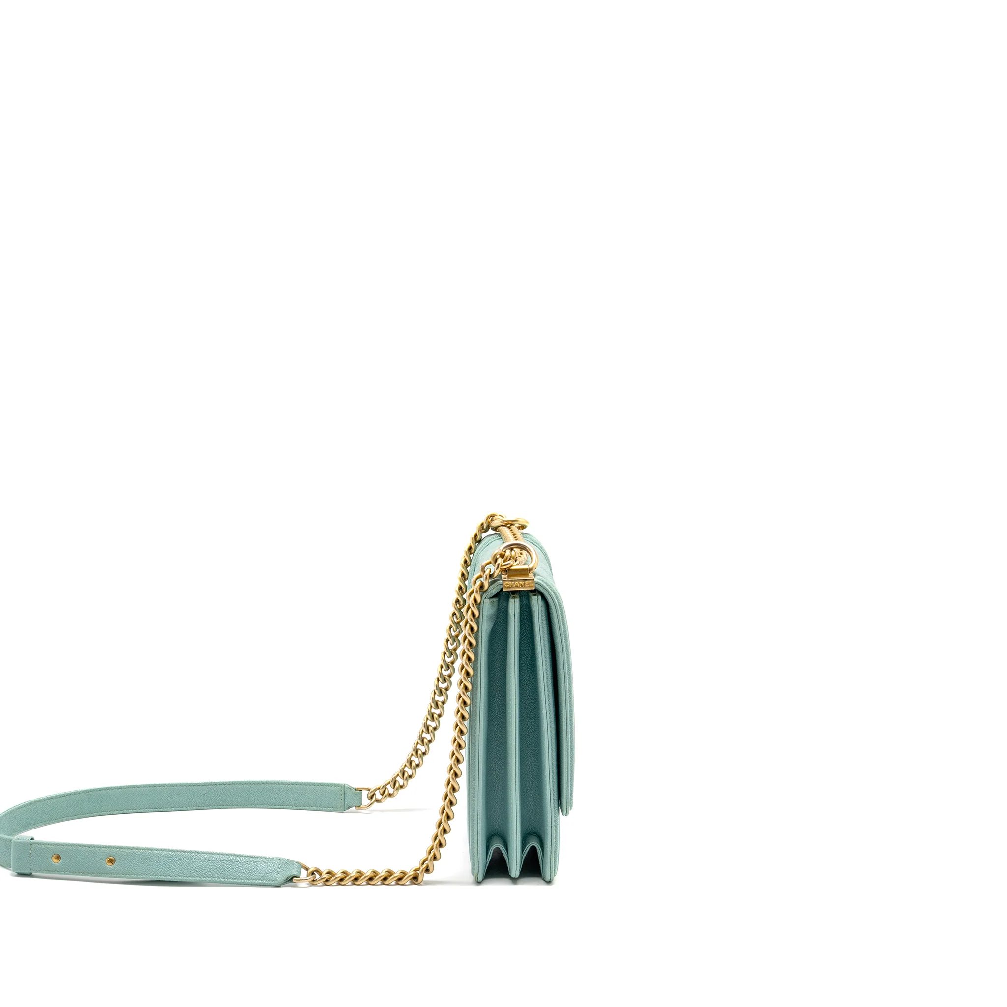 Chanel North South Boy Bag Caviar Light Blue GHW - Image 3