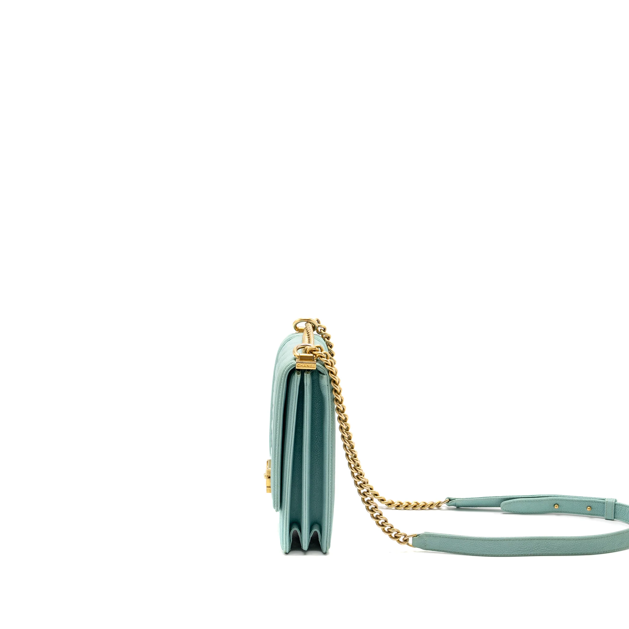 Chanel North South Boy Bag Caviar Light Blue GHW - Image 4